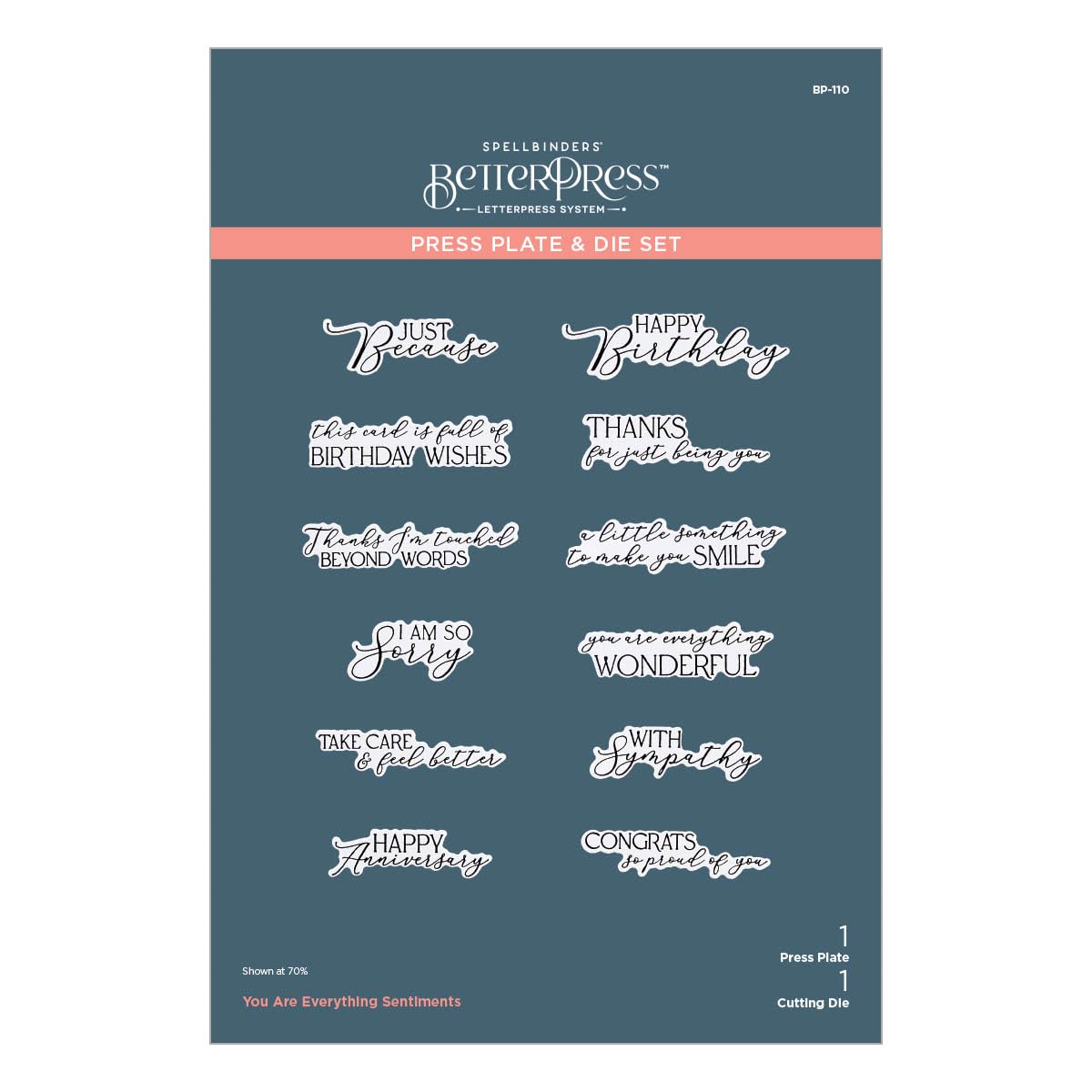 Spellbinders You are Everything Sentiments Press Plate, Metal