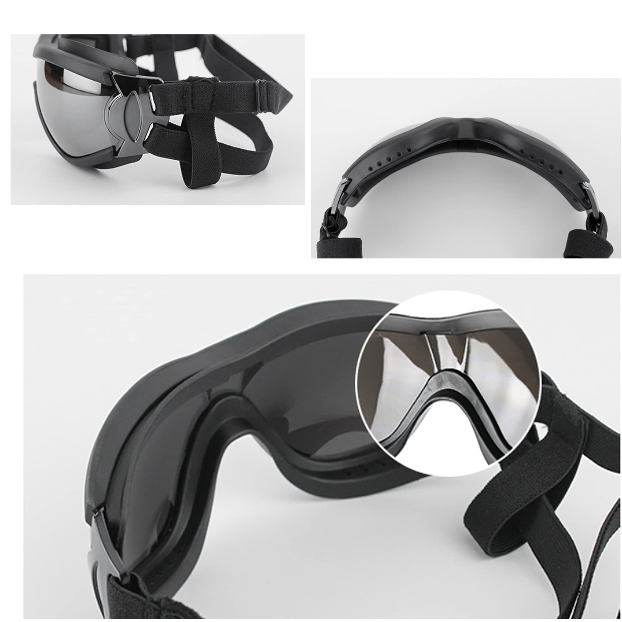 Occhiali per Cani, Occhiali Protettivi per Animali Domestici Resistenti Ai Raggi UV con Cinturino Elastico Regolabile Antivento Impermeabili (black1)
