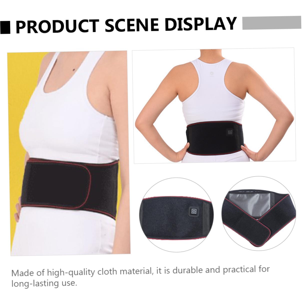 IWOWHERO Electric Heating Belt Men Women's Heating Waist Wrap Practical Waist Pad Back Belt Rechargeable 3 Temperature Settings for