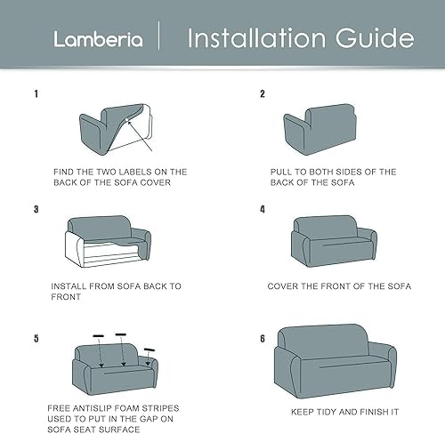 Miniatura 7 de Lamberia - Funda de sofá de alta elasticidad para sofá de 2 plazas, 3 piezas, gruesa y lavable, funda de terciopelo de felpa, protector de muebles