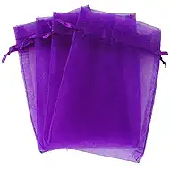 G2PLUS Purple Organza Bags 4x6 in, 100PCS Drawstring Organza Bags, Sheer Mesh Jewelry Pouches, Lavender Wedding Party Festival Gift Bag Candy Pouches for Mother's Day, Party Favors