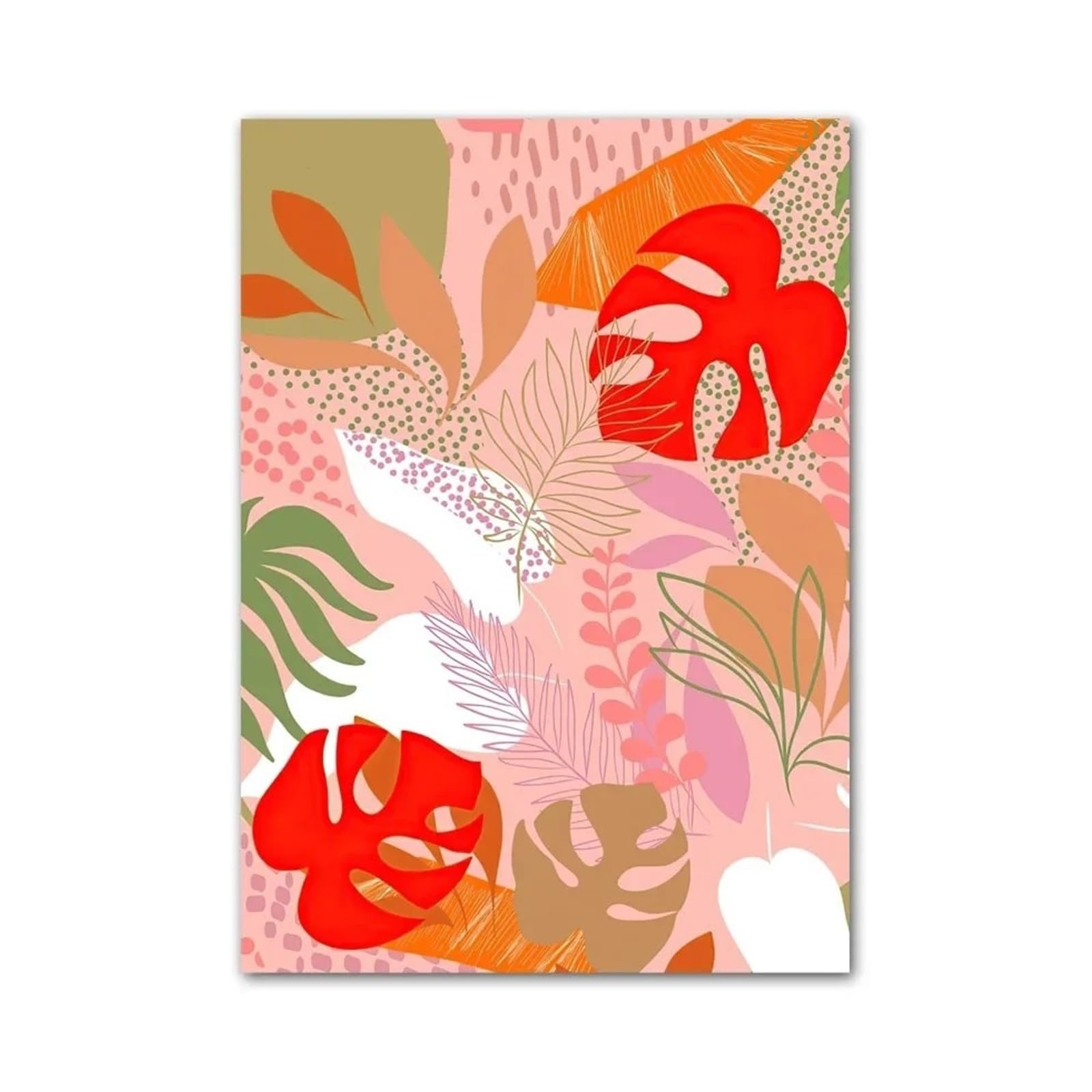 XENITE Wall Art Canvas Prints Colorful Flower Girl Leaves Modern Abstract Wall Art Boho Canvas Painting Pictures Living Room Decor(G,30x40cm)