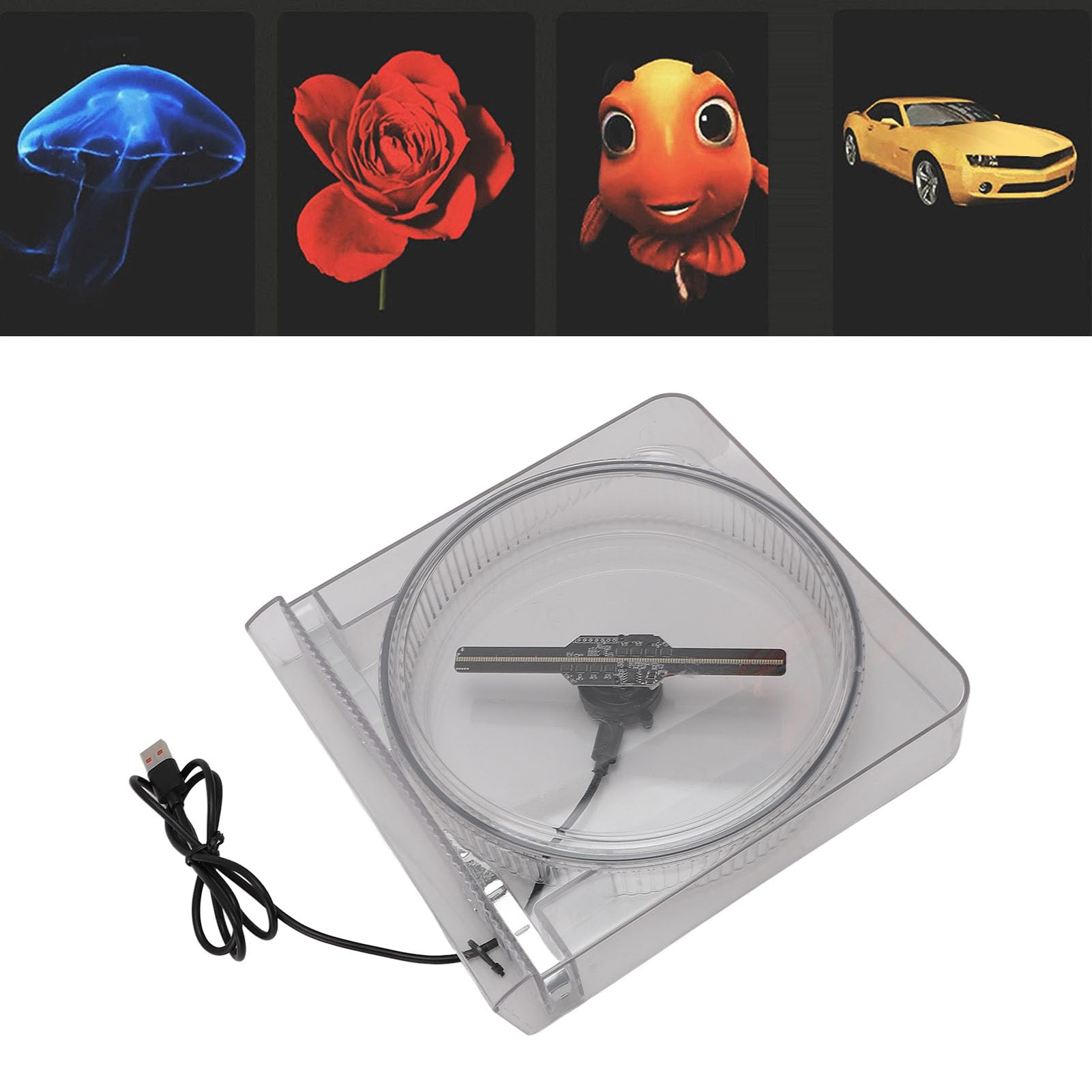 Wentylator z Hologramem 3D, Projektor Holograficzny 14 Cm 128 LED z Kątem Widzenia 170°, rozdzielczością 2000x128 Sterowanie aplikacją Wyświetlacz z Wentylatorem 3D LED dla