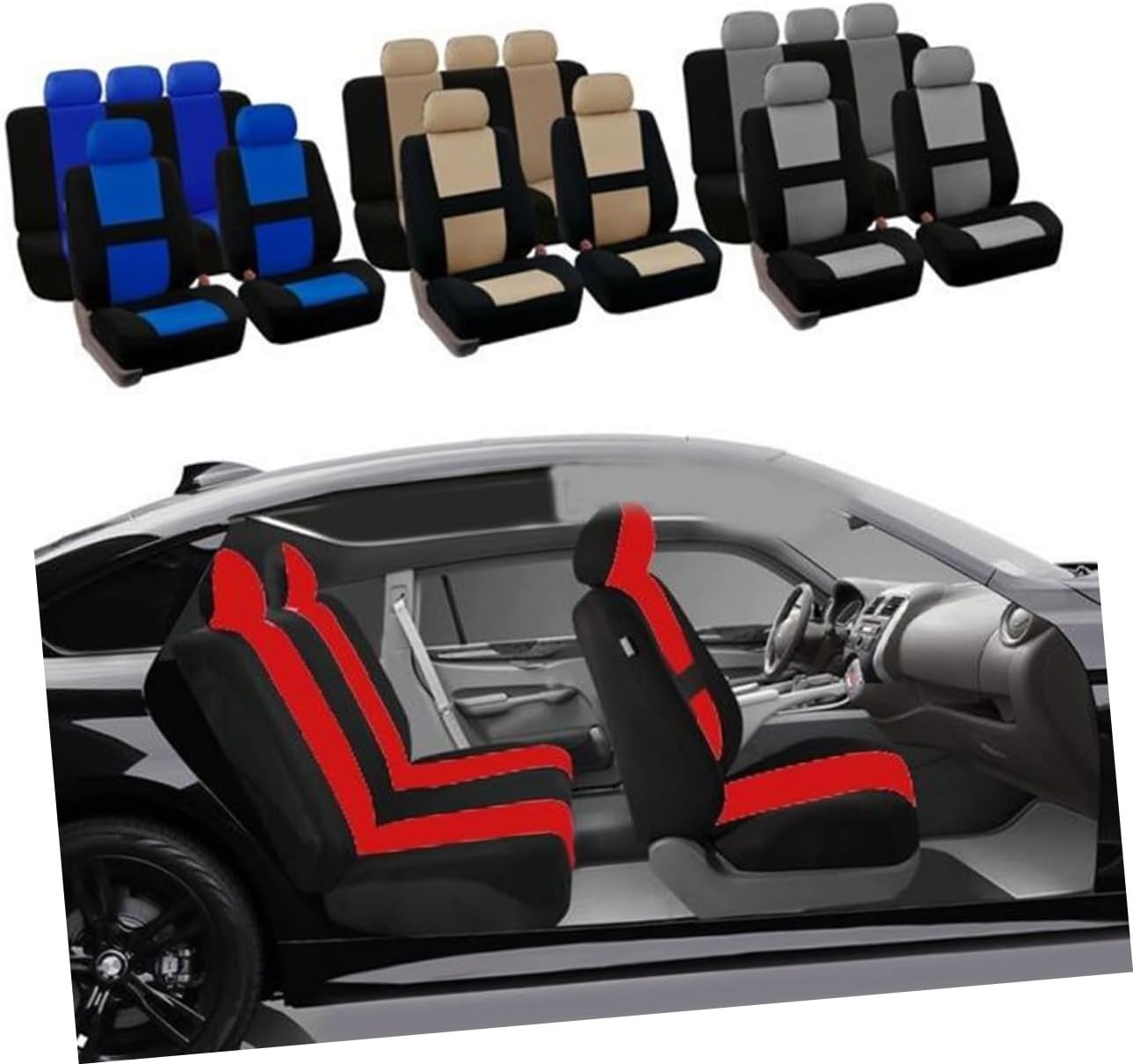 2Pcs Fit Car Seat Covers Set Breathable Split Bench Protector for Auto Interior Grey Easy Installation and Wash Suitable for Vehicles image 2