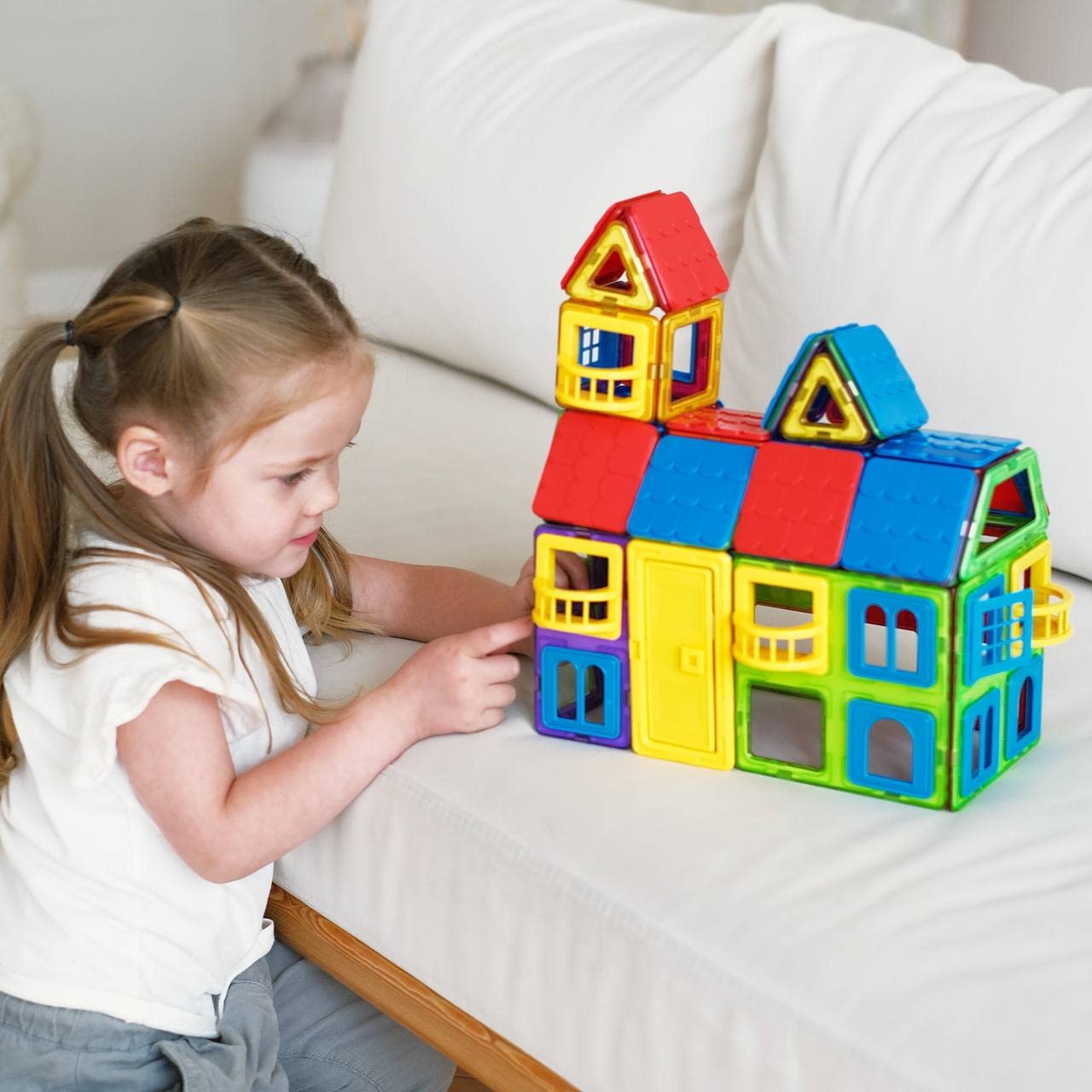 MAGNIKON Magnetbausteine Schloss, Magnetische Bausteine, Bauklötze | Magnetsteine, Bausteine, Magnete für Kinder, Baukasten, Konstruktionsspielzeug, Magnet Spiel, Motorikspielzeug, Magnetspiel