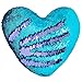 Cojín Mágico, Play Tailor Cojín Corazón Lentejuela Pillow Glitter Almohada Sirena Dos Colores Reversible Cojín Decorativo 35x40cm (Turquesa w/luz Púrpura)