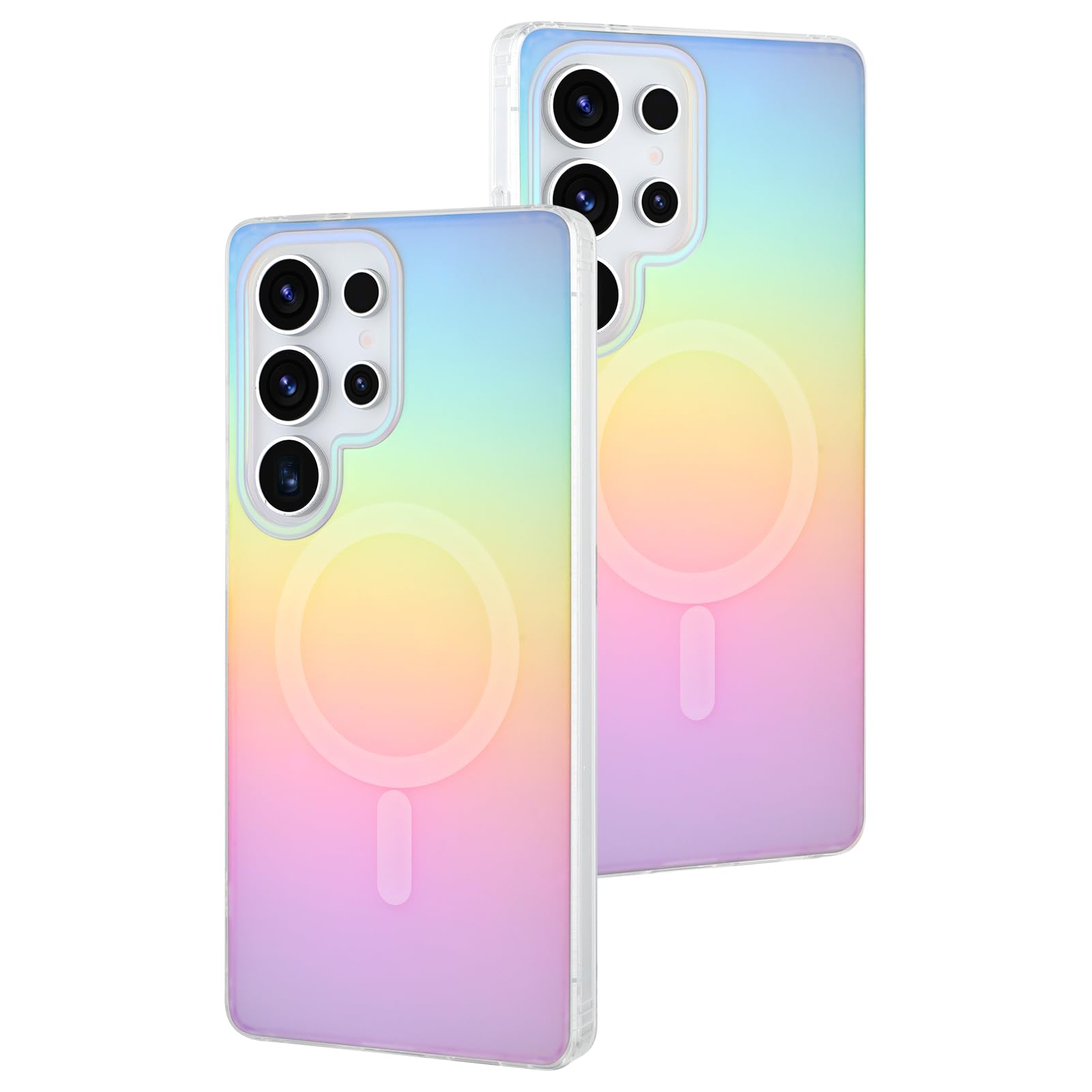 AIGOMARA Magnetic for Samsung Galaxy S25 Ultra Case [Compatible with Magsafe] [Fluorescent Holographic Iridescent] Slim Shockproof Matte Protective