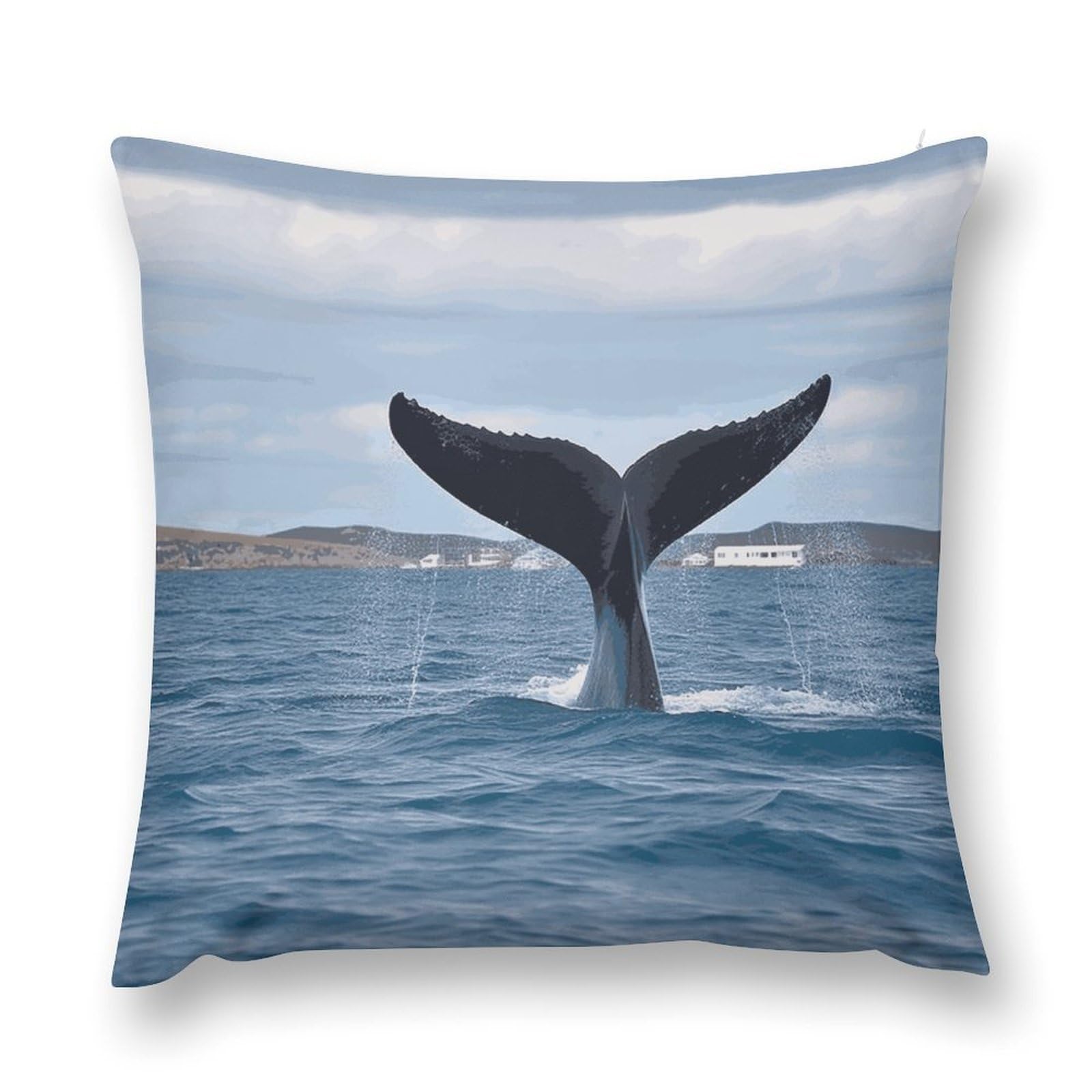 MUSM Whale Tail Throw Pillow Cover 24 "x24 Wrinkle&Fade Resistant Cozy Soft Plush Pillow Case Protector Double-Sided Personalized Pillowcase Pillow Shams Cushion Cover for Home