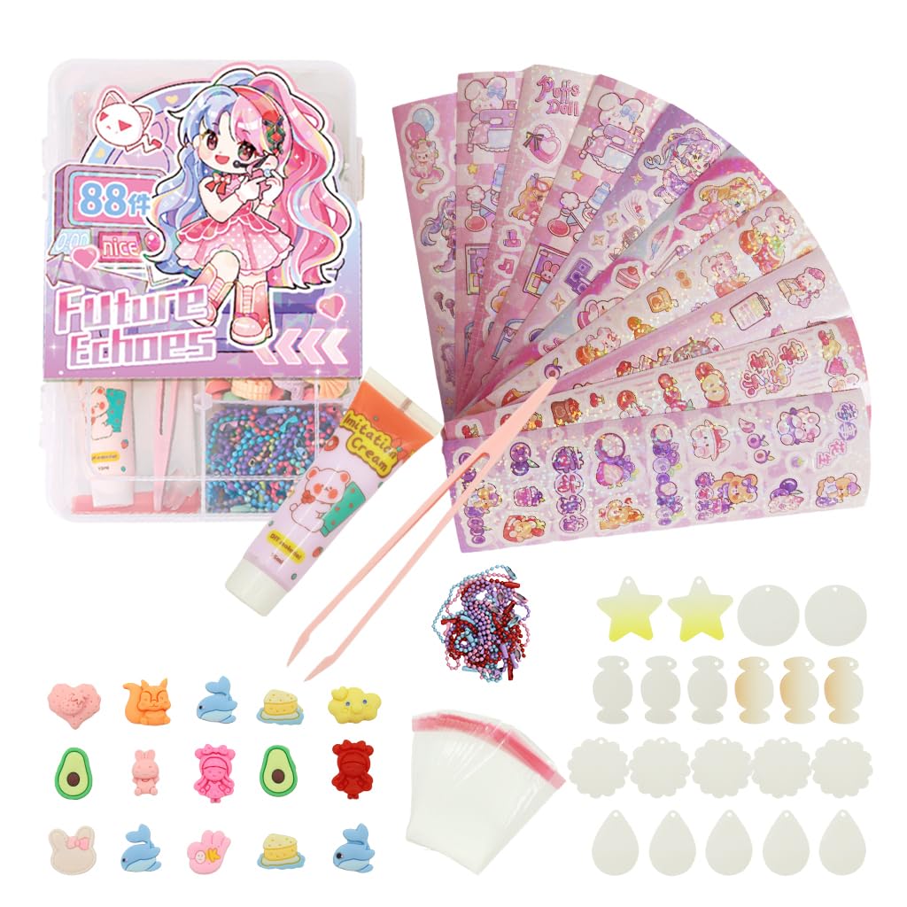 PATPAT® 88Pcs DIY 3D Cream Glue Art Craft Kit Kawaii Cartoon DIY Bag Charms Crafting Kits with Stickers, Cream Glue, Decorative Charms, Tweezer, Color Chains, DIY Handmade Charm Gifts for Girls (B0DBQ85W8J) Amazon Price History, Amazon Price Tracker