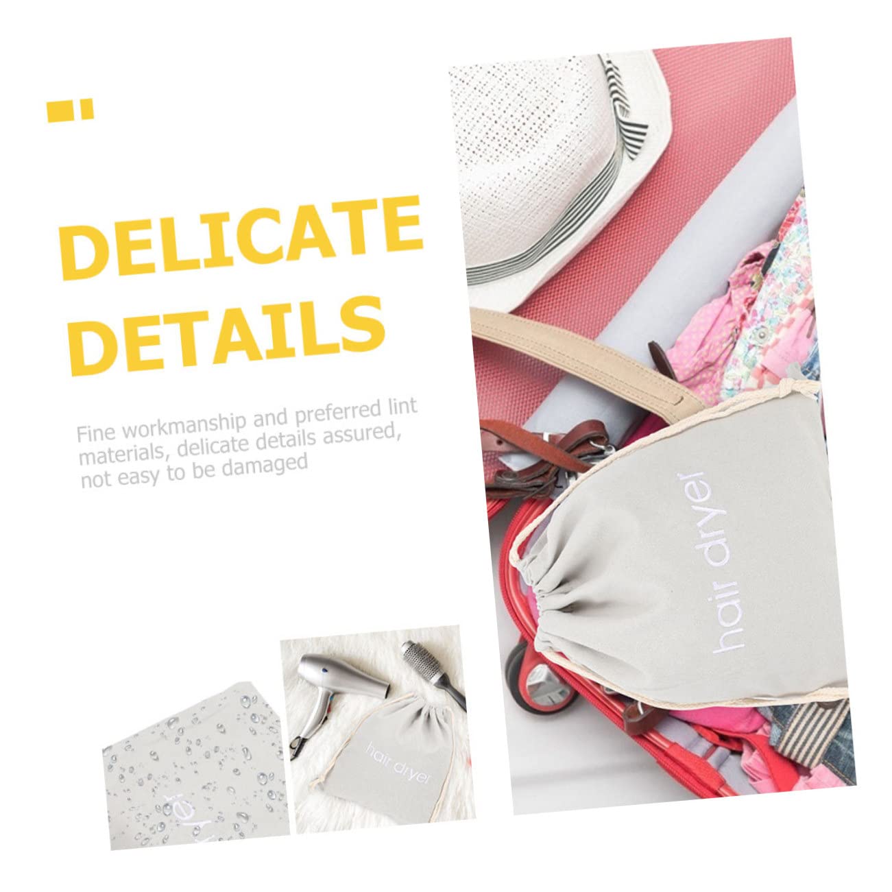 8 Piezas Bolsa De Almacenamiento para Secador De Pelo Bolsas De Maquillaje Portátiles a De Secador De Pelo Secador De Pelo o con Cordón Tela Viajar Universal Secadora