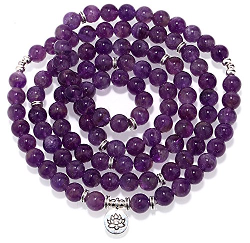 SEVENSTONE 8MM 108 Mala Beads Charm Bracelet for Men Women Yoga Bracelet Necklace Father's Day - Thumbnail 3