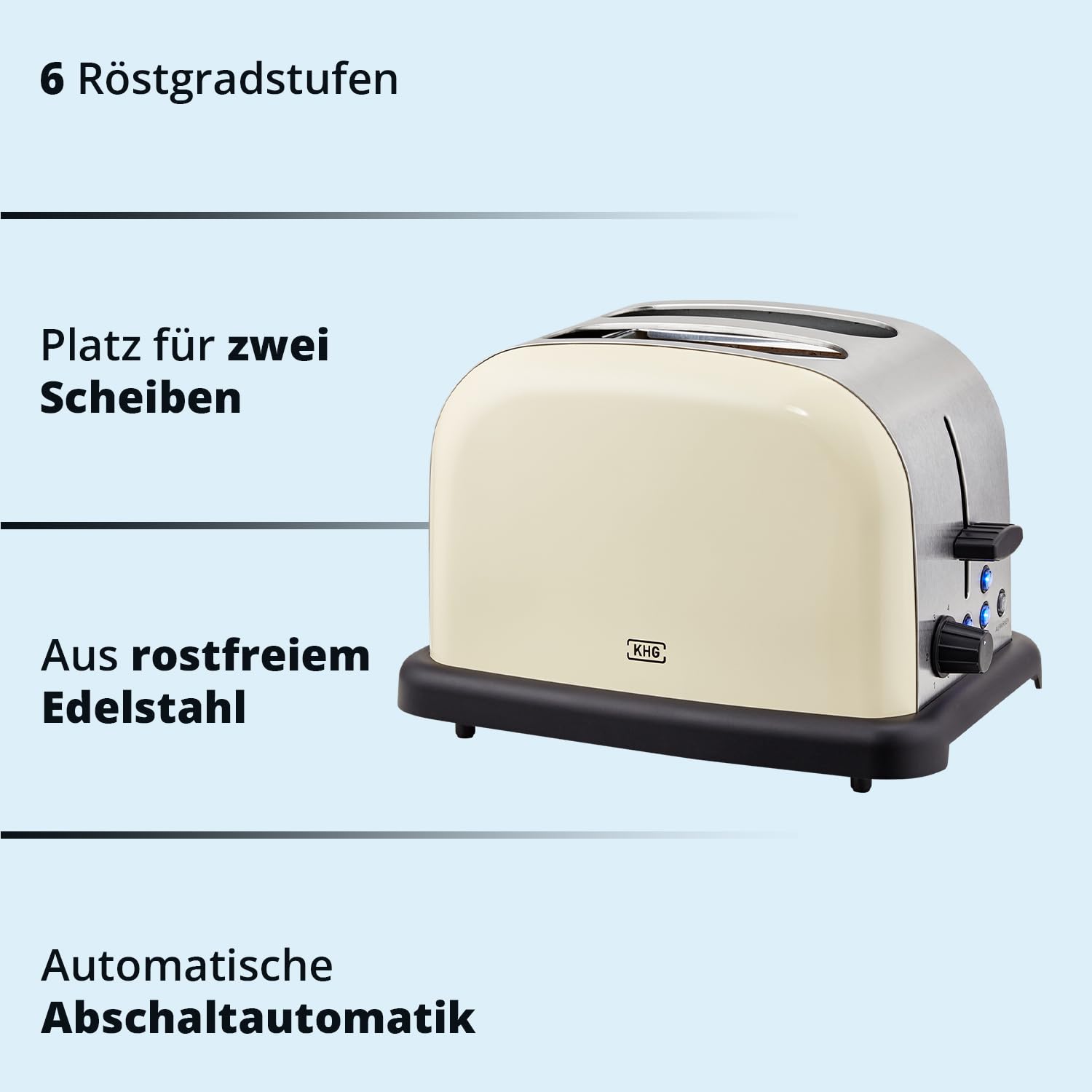 KHG Frühstücksset 3-teilig Kessel-Wasserkocher Toaster Thermo-Kaffeemaschine Creme Beige Retro 1,7 Liter 2 Toastscheiben 12 Tassen Kaffee