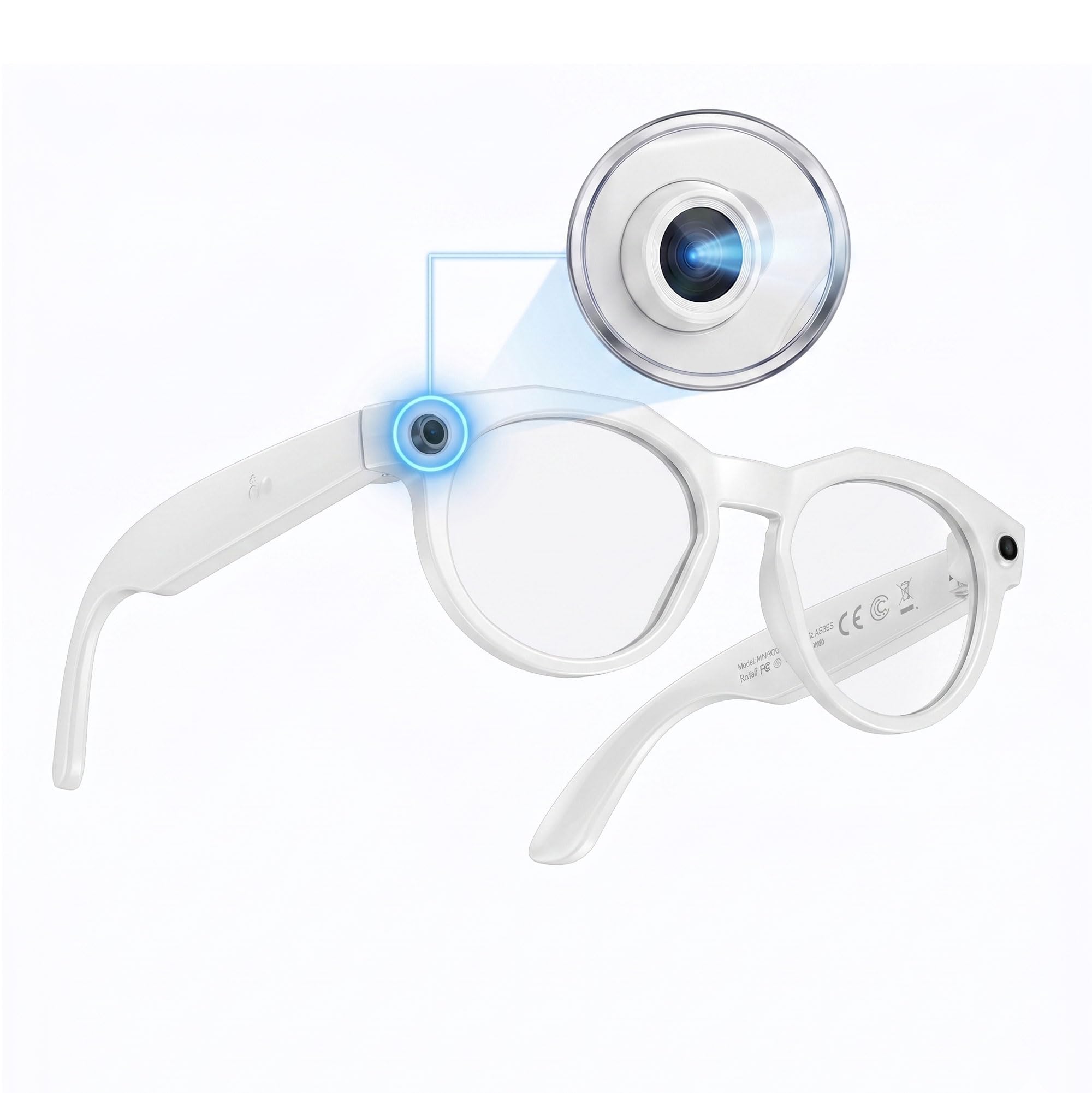Smart Glasses with Camera & Video 8MP Recording,2K Vedio POV, 3K Photo AI Glasses, Hands-Free First-Person View (W611-White Camera Glasses)-image-6