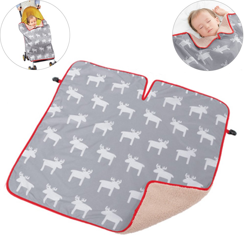 WINGOFFLYBaby Stroller Pram Carrier Windproof Warm Blanket Baby Car Seat Cover with Clip (Gray)