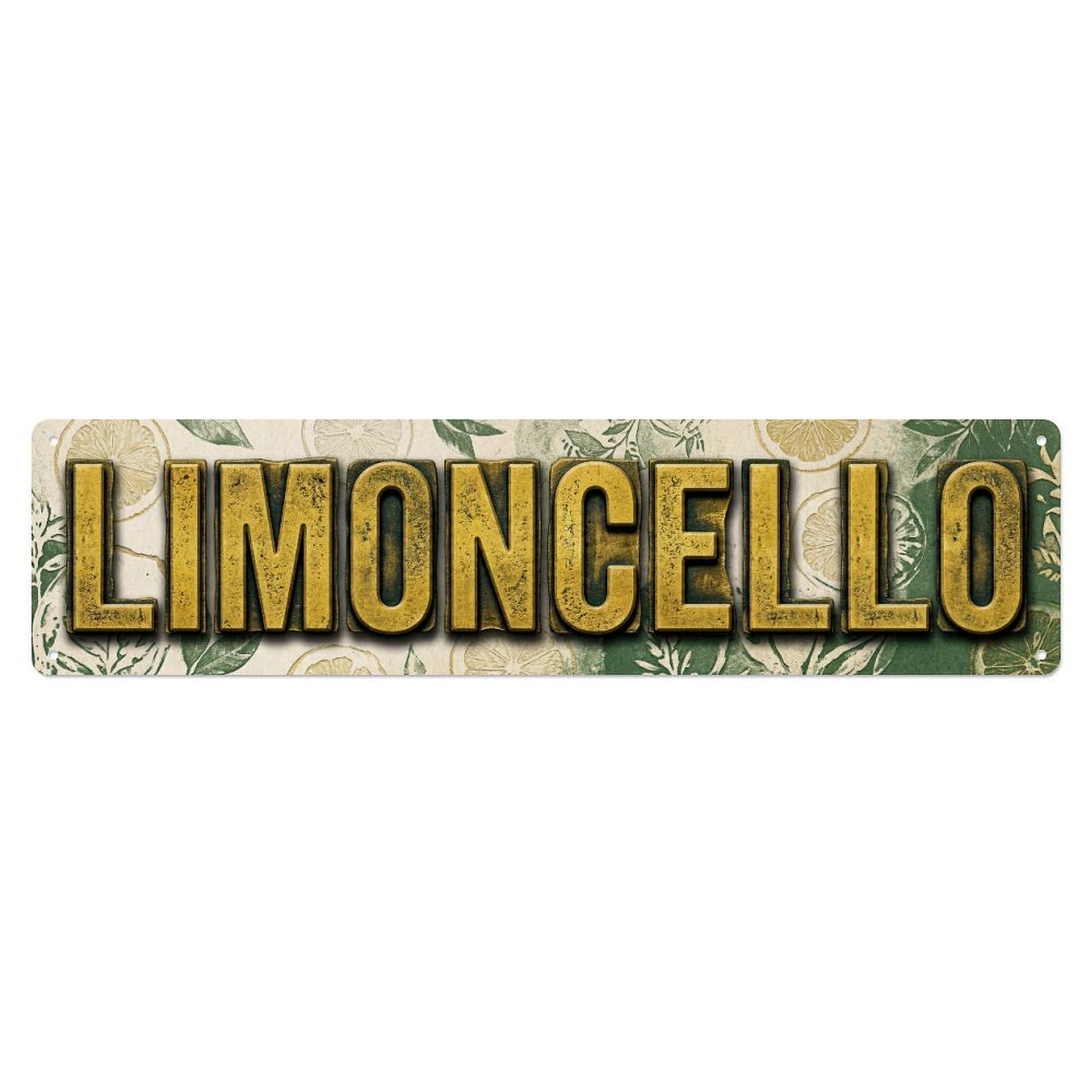 Limoncello Raw Embossed Bar Metal Tin Skinny Sign Plaque Wall Decor for Cafe, Club Bar, Office, Home Garden Metal Poster 4x16Inch