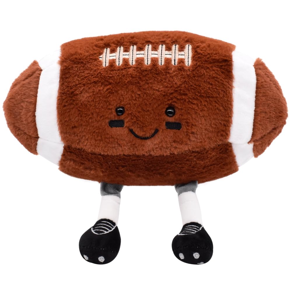 VorPrillynt Rugby Ball Plushie Toy, Soft Stuffed Sports Pillow Toy, Cute Collectible Decor Gift for Girls and Boys
