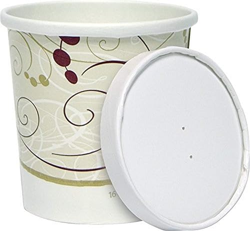 Solo KHB16A-J8000 16 oz Symphony Paper Food Container y tapa (caja de 250 contenedores con tapas)