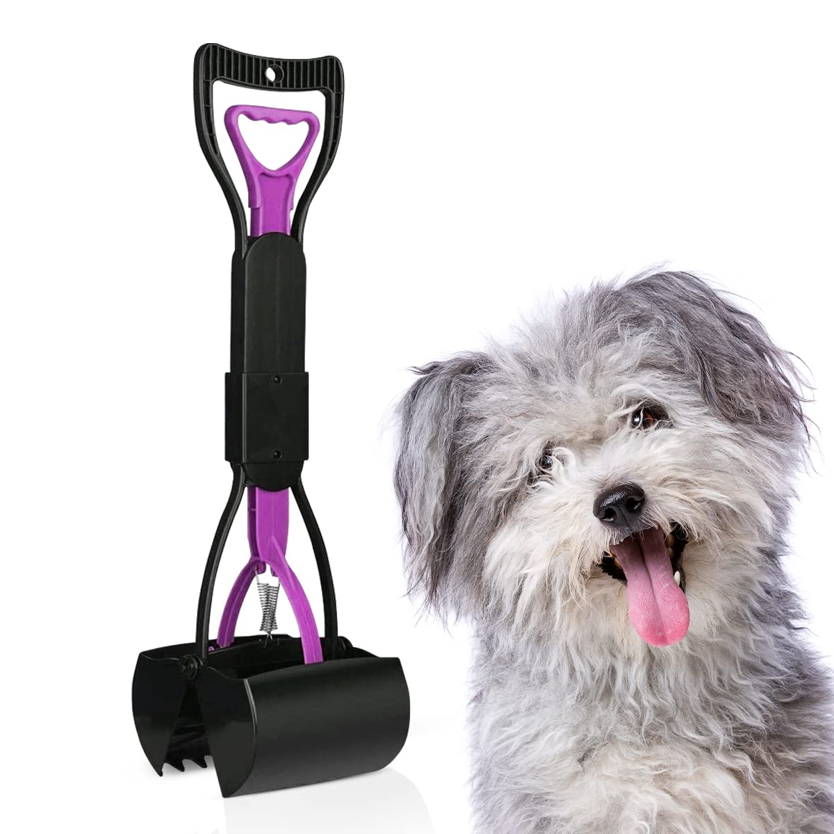 WINSOMEDog Pooper Scooper 𝟐𝟑.𝟔"/𝟔𝟎𝐜𝐦 Long Handle Poop Scoop for Pet - Waste Pick Up Tool with High Strength Material and Durable Spring, Ideal for Grass, Leaves, Dirt, and Gravel