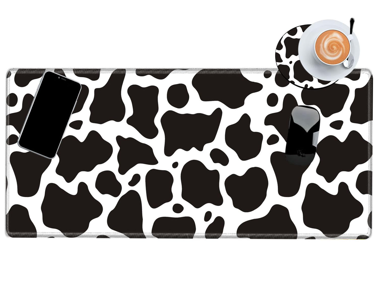 Photo 1 of Mouse Pad Large Desk Mats on Top of Desks Pad 24x12 inch Gaming Mousepad Cow Long Extended Desk Protector Mat Big Laptop Mat for Wireless Mouse Non Slip Work Computer 24''X12'' Cow