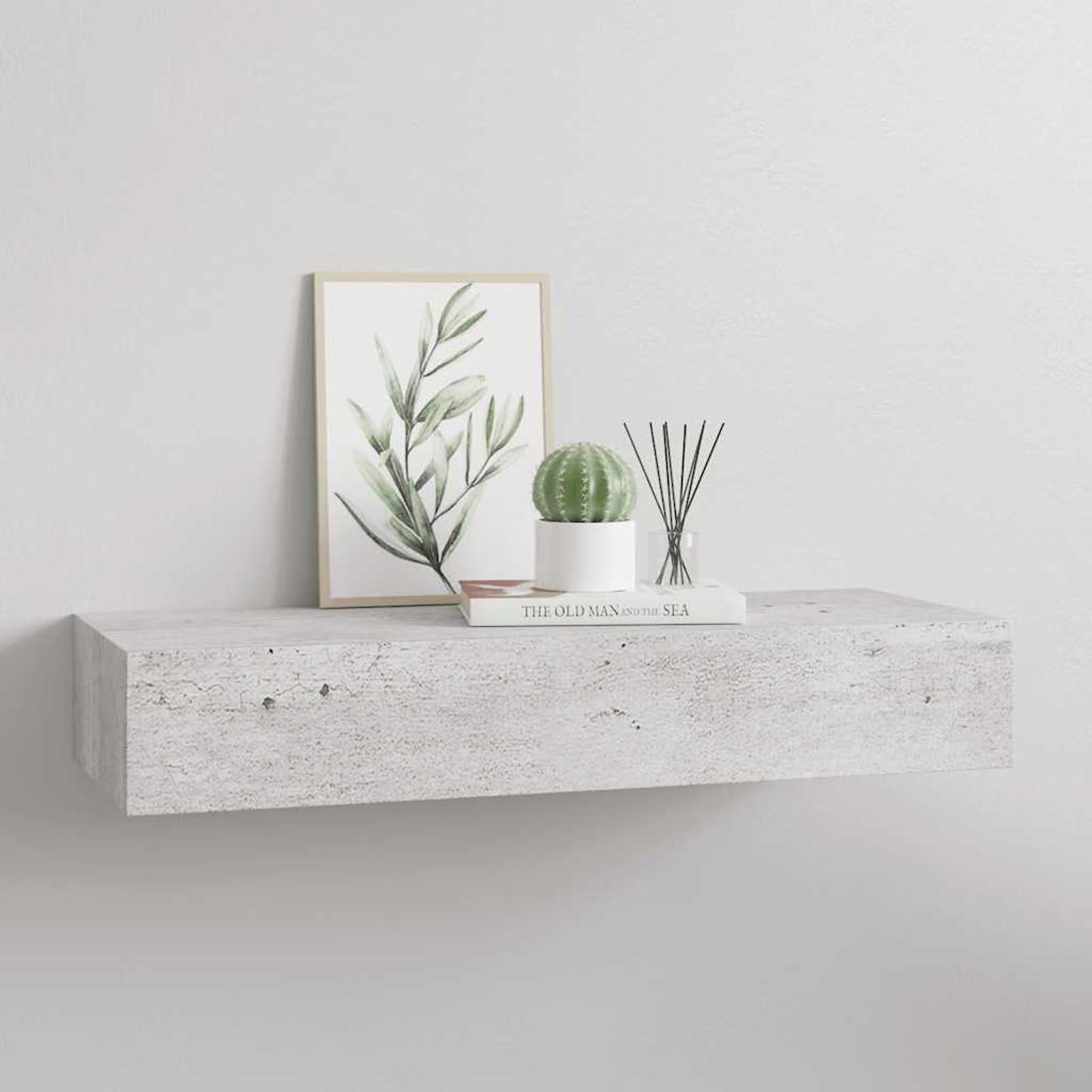 Swpsd Wall-mounted Drawer Shelf Concrete Grey 60x23.5x10cm MDF Floating Drawer Cabinet Wall Display Shelving Units Storage Racks Bedside Cabinet for Living Room Bedroom Furniture