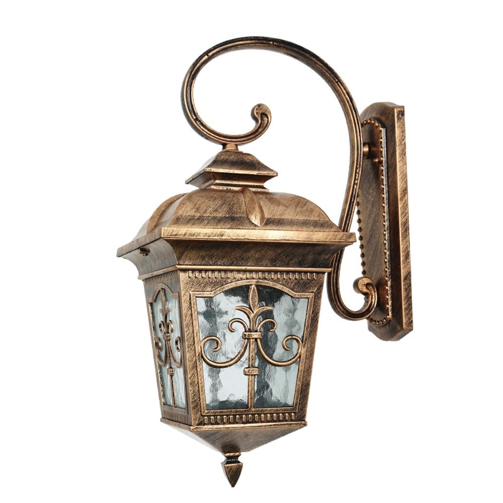 BLOOHK European Style Outdoor Wall Lantern, Die-cast Aluminum Exterior Waterproof Sconce for Villa, Garden & Porch, Classic Retro Courtyard Light Fixture(Golden Color,H 54CM)