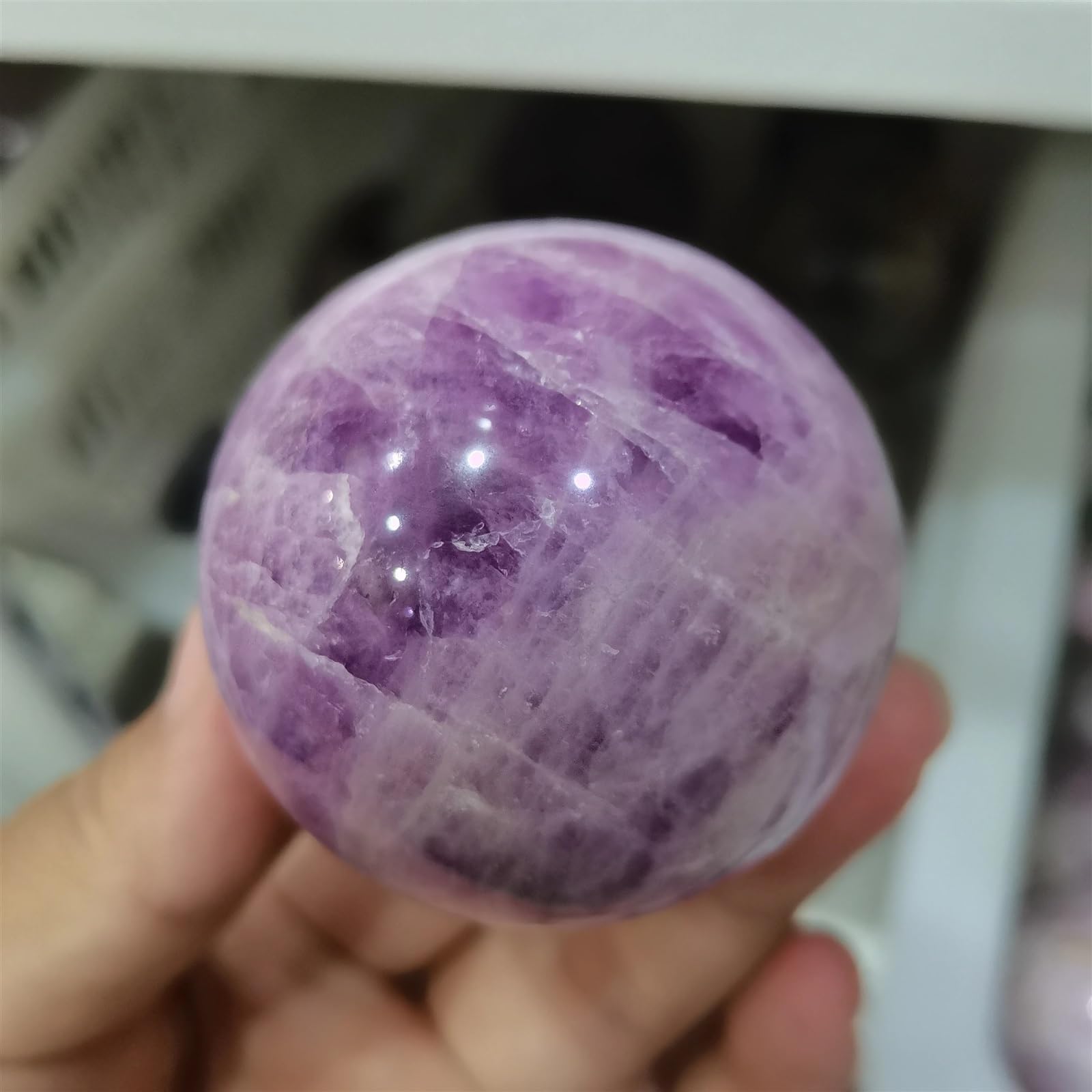 SSOPTMCB Stone Purple Crystal Ball Polished Decoration Gemstone Stone