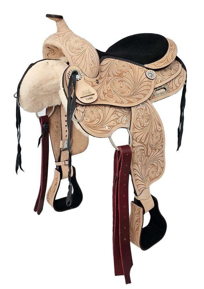 A&M Reitsport Oregon Selle Western en cuir de buffle, 43,2 cm (17")