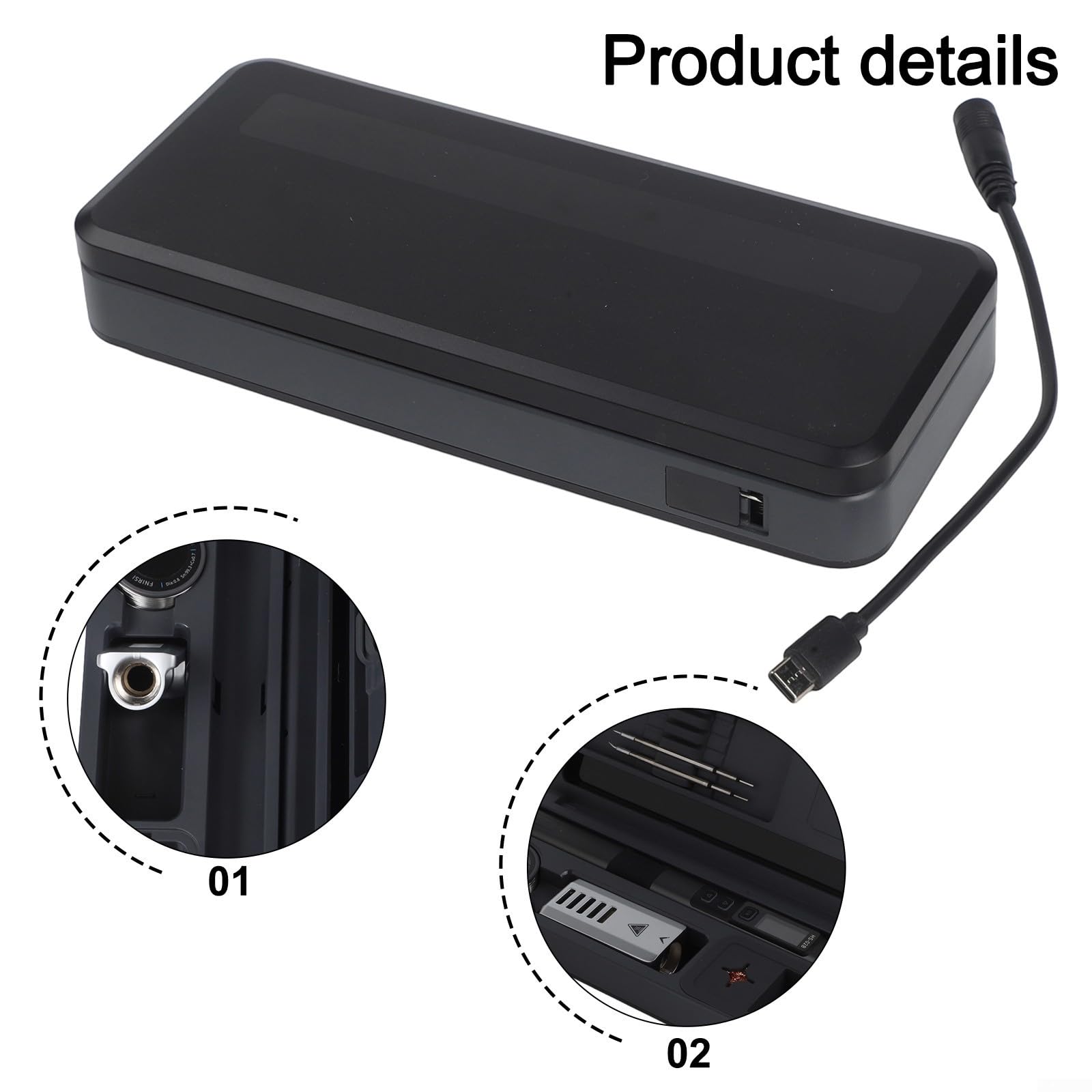 HS-02 - Set di stazione saldante con contenitore, 100 W, per USB C, per riscaldamento rapido PD in alluminio CNC, 21 x 9 cm (HS-02B high)