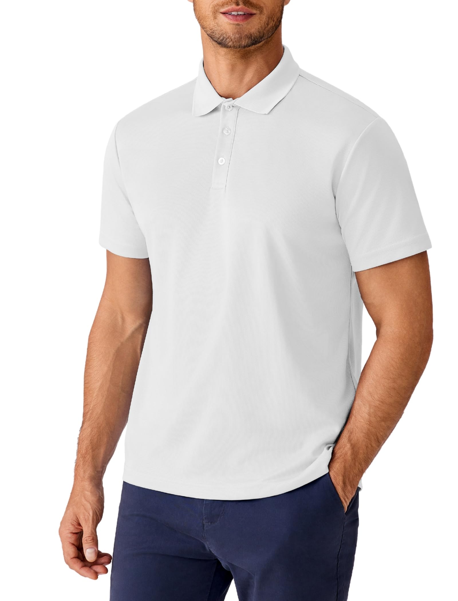 PINSPARK Polo Shirts for Men Short Sleeve Performance Quick Dry Golf T Shirt Moisture Wicking Casual Workout