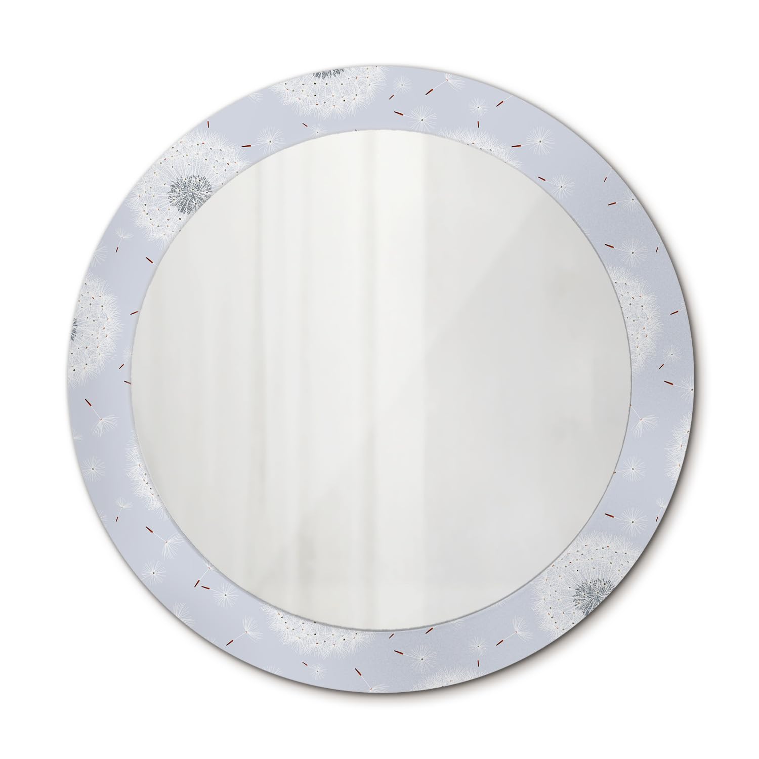 Miroir imprimé pissenlits 70 cm rond sans cadre pour salon et chambre