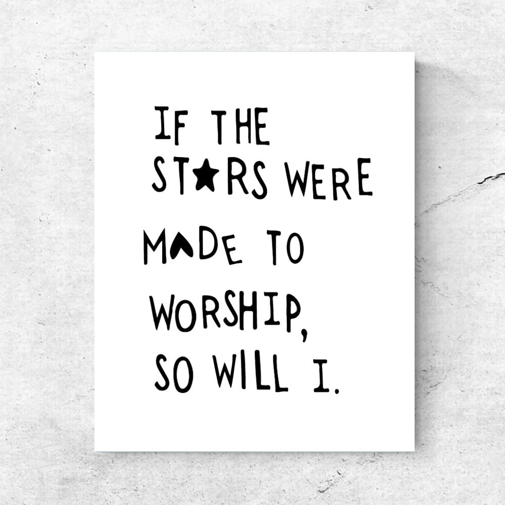 Starry Devotion: 'If the stars were made to worship so will I' - Minimalist Christian Wall Art Print, Unframed God-Inspired Design for Trendy Bible Decor (11X14 Inches)