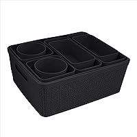Simplify 10-Piece Black Organizing Set - Multiple Size Nestable Storage Bins for Bathroom, Office, Dorm, Kitchen