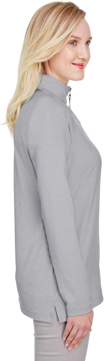 CrownLux Performance™ Ladies' Clubhouse Micro-Stripe Quarter-Zip L BLACK - Image 2