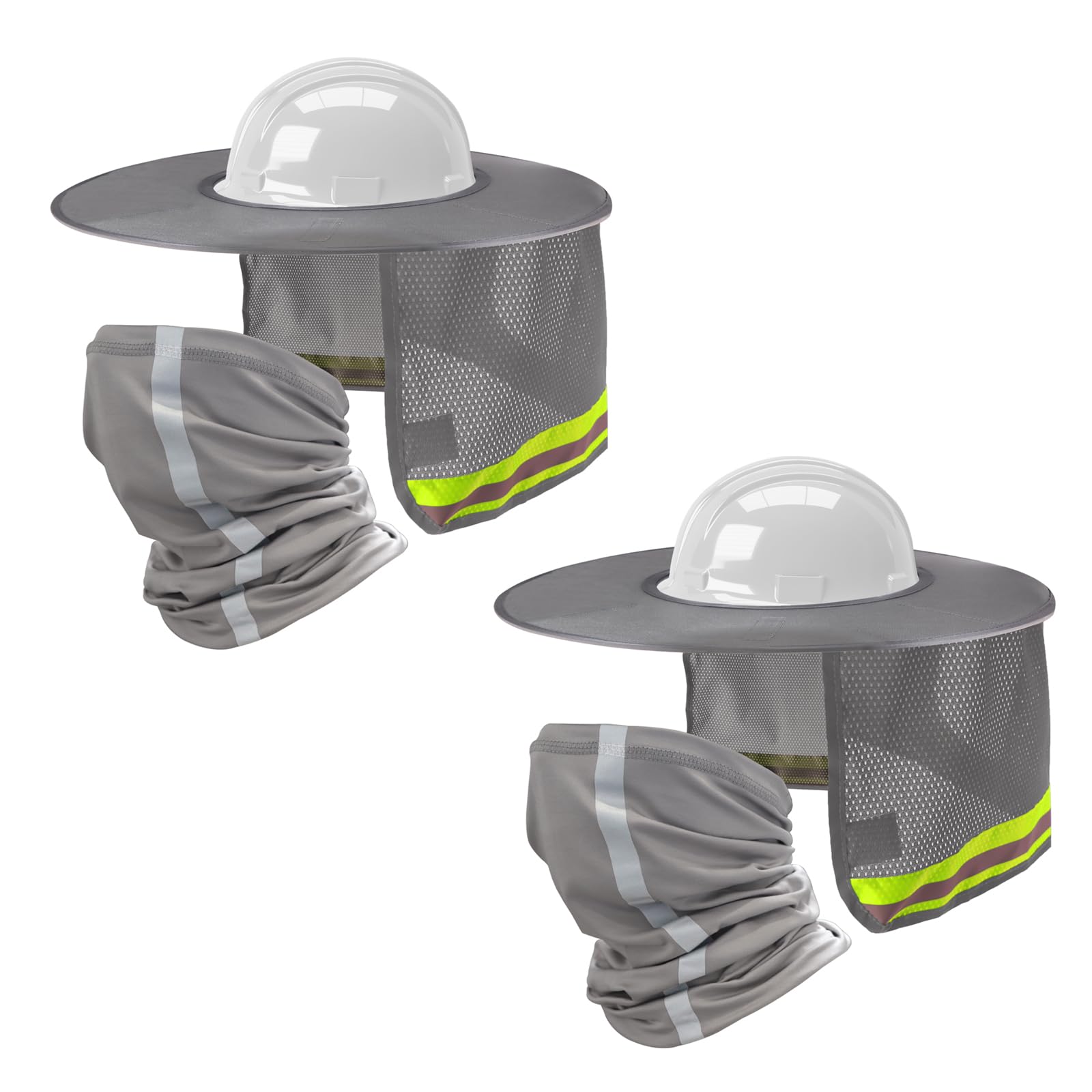 JOINSI 4 Pcs Hard Hat Sun Shade, Full Brim Mesh Hard Hat SunShield, Neck Gaiter Face Mask with Reflective Strip
