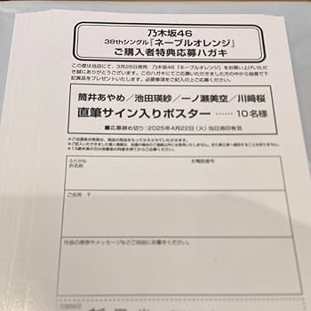 【乃木坂46】 ネーブルオレンジ 新星堂 直筆サイン入りポスター 38thシングル「ネーブルオレンジ」発売記念・各CDショップ
