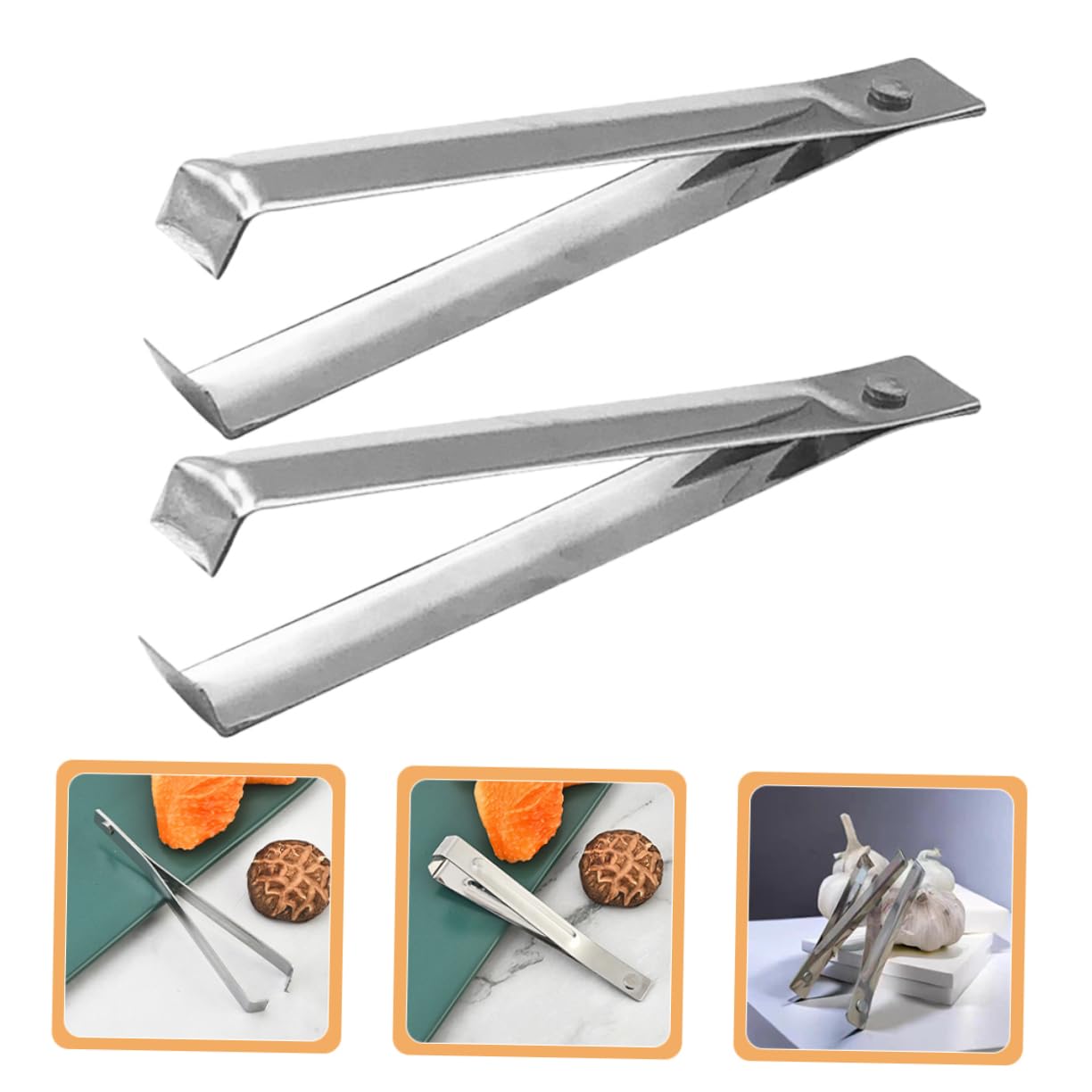 OFFSCH Garlic Skin Remover Tool Manual Garlic Peeler Stainless Steel Peeler for Garlic Kitchen Garlic Peeler 2pcs Set