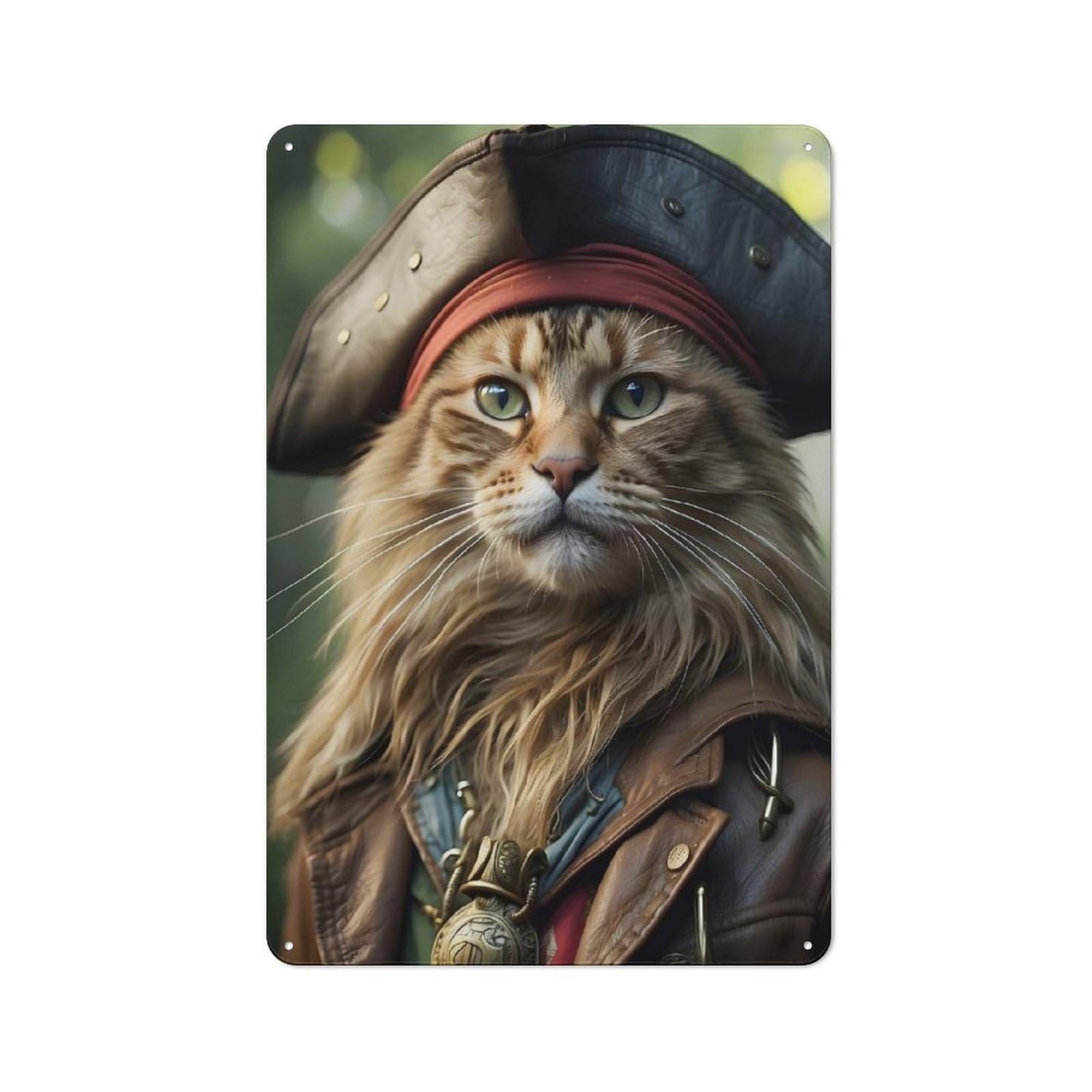 Junmoney Captain Pirate Cat Metal Plaque 30X20cm With For Garage Wall, Vintage Decor, Autumn Home Decor For Collectors Of Metal Signs