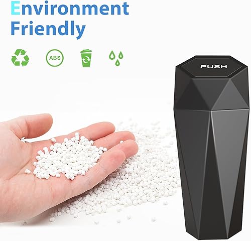 Miniatura 2 de SINSEN Bote de basura para automóvil con tapa, cubo de basura para camión y accesorios organizadores interiores, mini bote de basura de diamante