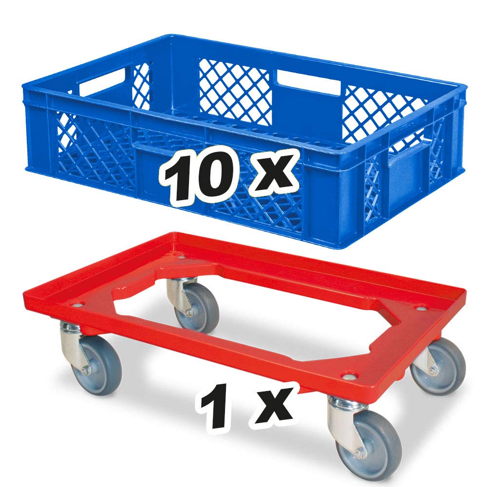 Set 10 Cestini Impilabili Industriali - Grigio 600x400x320mm + Carrello Trasporto Omaggio - Foto 7