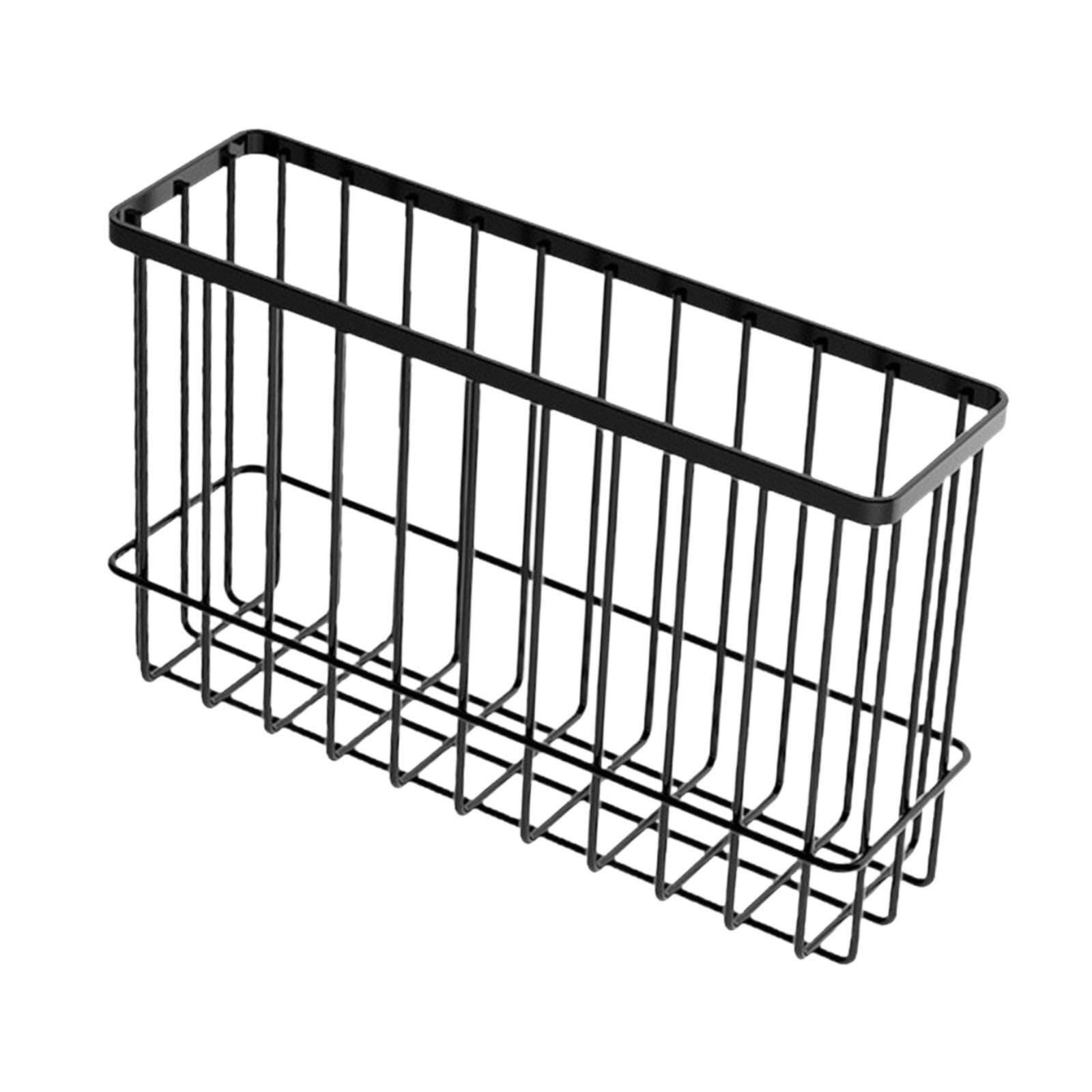 QLECXZI Metal Wire Hanging Storage Basket For Kitchen Smartly Organizing With Style Keeping Tidy And Organized Hanging Wall Basket For Storage Pantry, Black, L