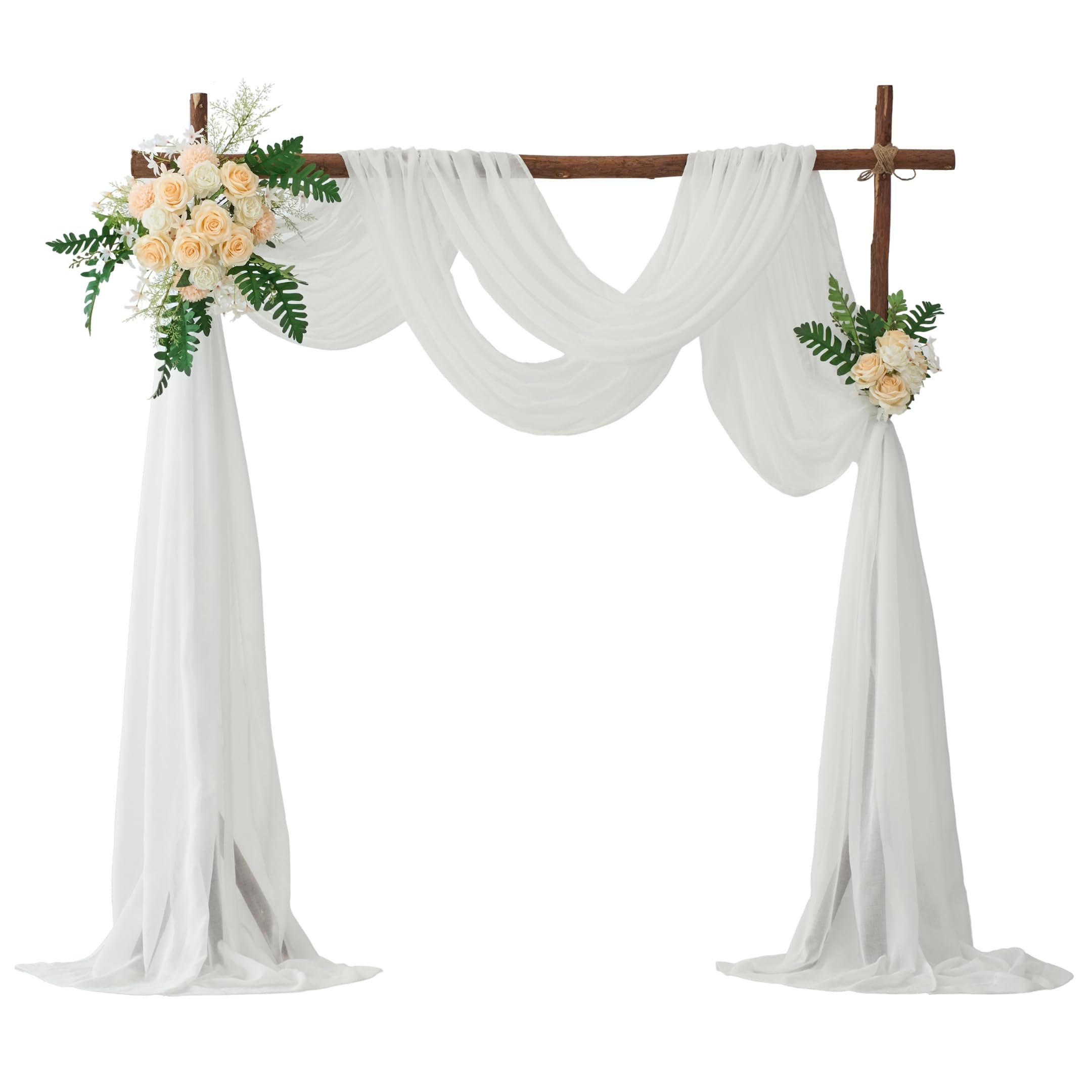 VOILYBIRD Ivory 20 Feet Gauze Wedding Arch Draping Fabric, 2 Panels Cheesecloth Ceiling Drapes for Wedding Ceremony Party Bridal Decoration