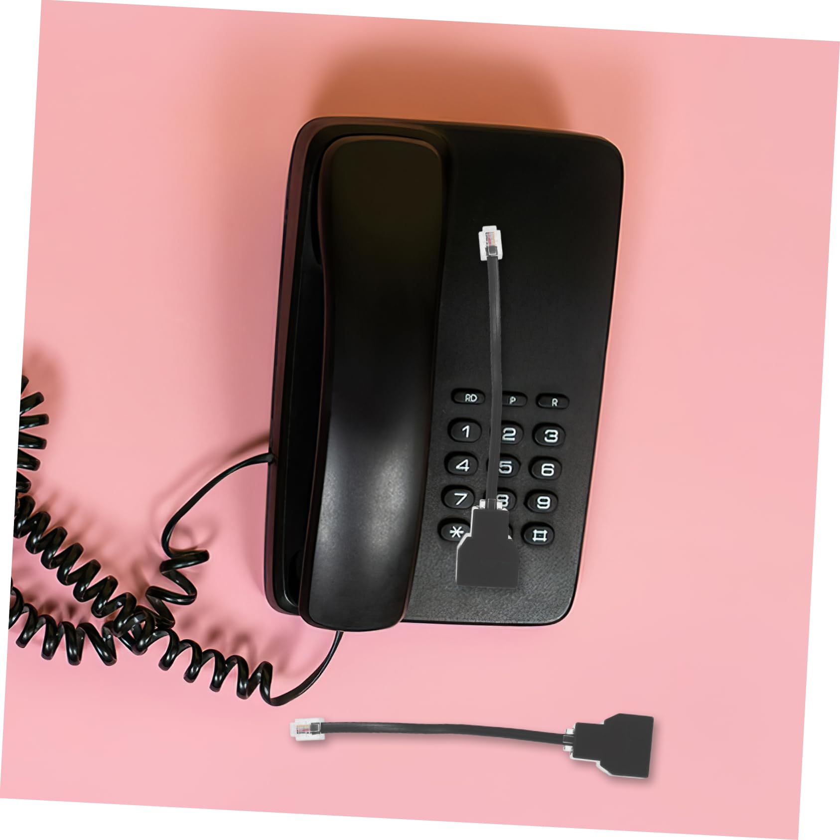 Angoily 2pcs Rj11 Phone Splitter 6p4c Detachable Line Adapter Rj14 4-core Cable Adapter