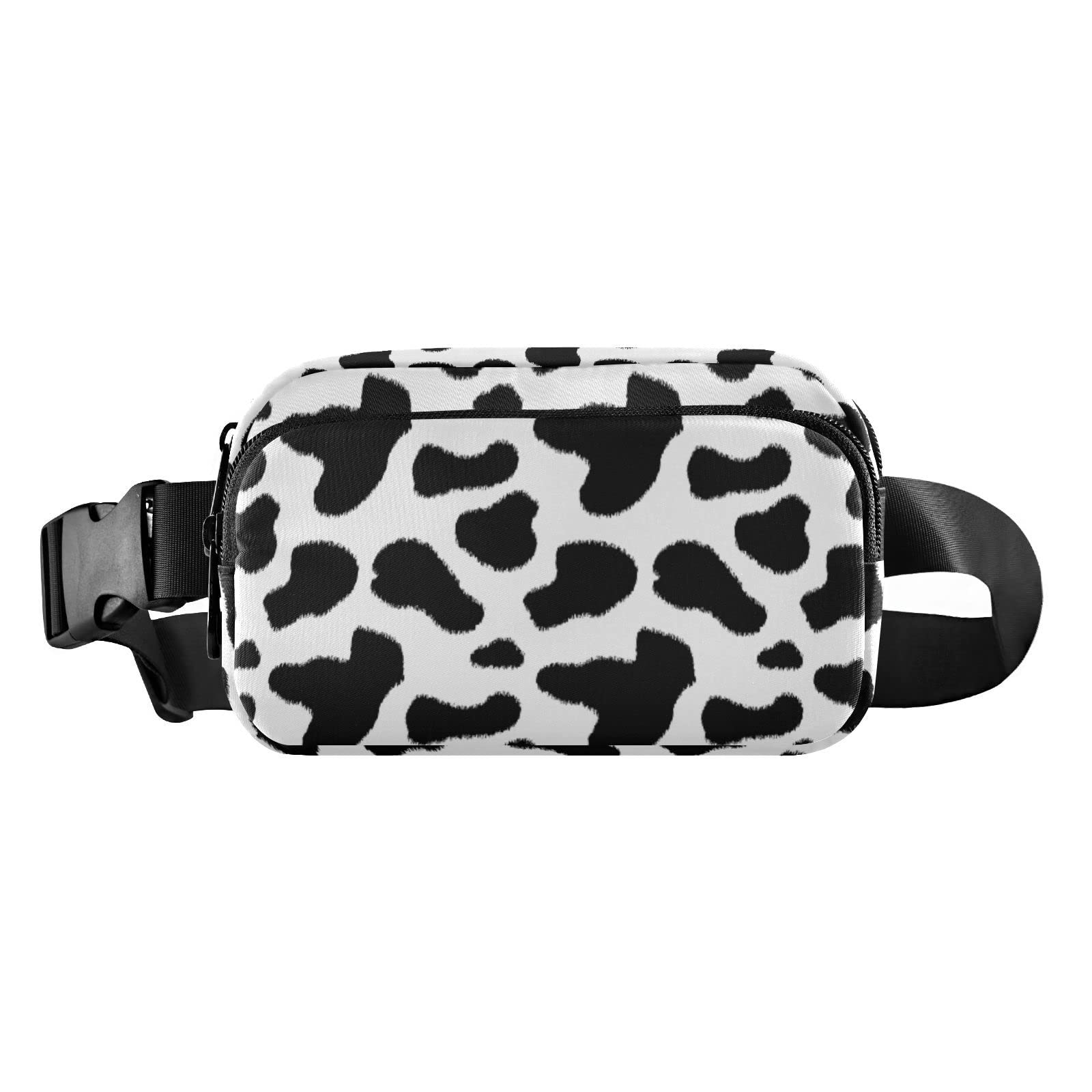 JHKKU Cow Print Fanny Packs for Women & Men Waterproof Waist Pack Fashion Casual Crossbody Bags Hip Bum Bag with Adjustable Strap Hands Free for
