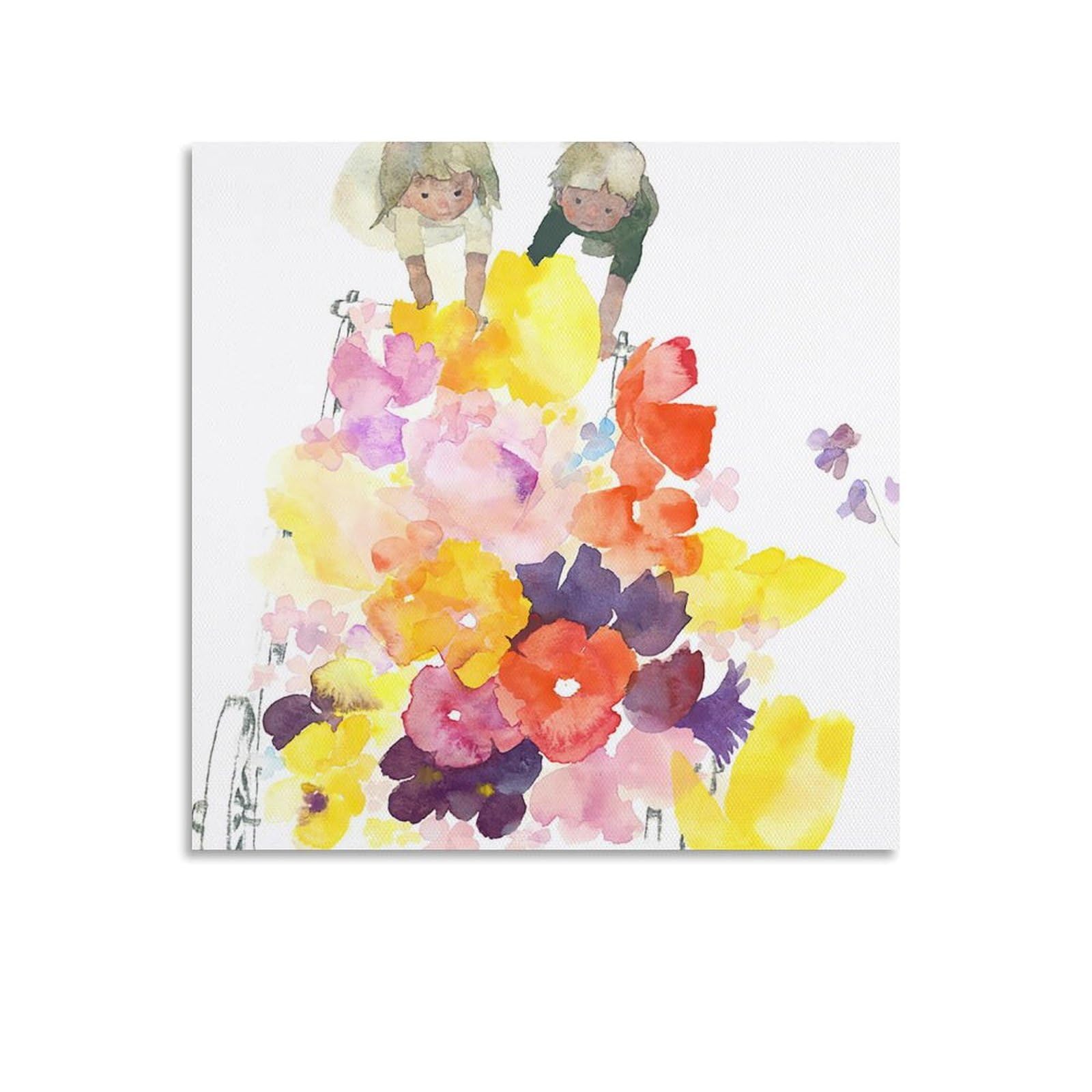 Amazon.co.jp: いわさきちひろ 水彩画 子供 花 ポスター (8) ポスター