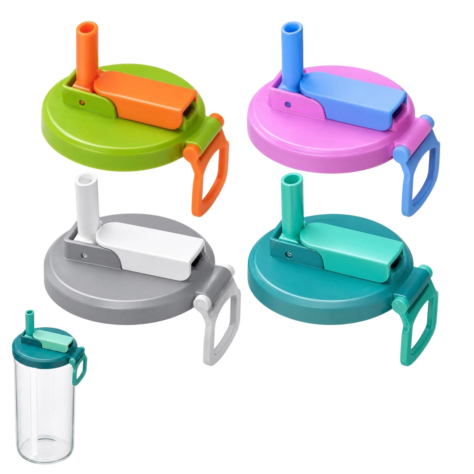4PCS Soda Can Lids with straw, Straws Soda Can Covers, Spill-Proof Soda Can Lids, Drink Can Lids for Drinks Universal Size for Canned Beverage, Coke, Beer, Juice
