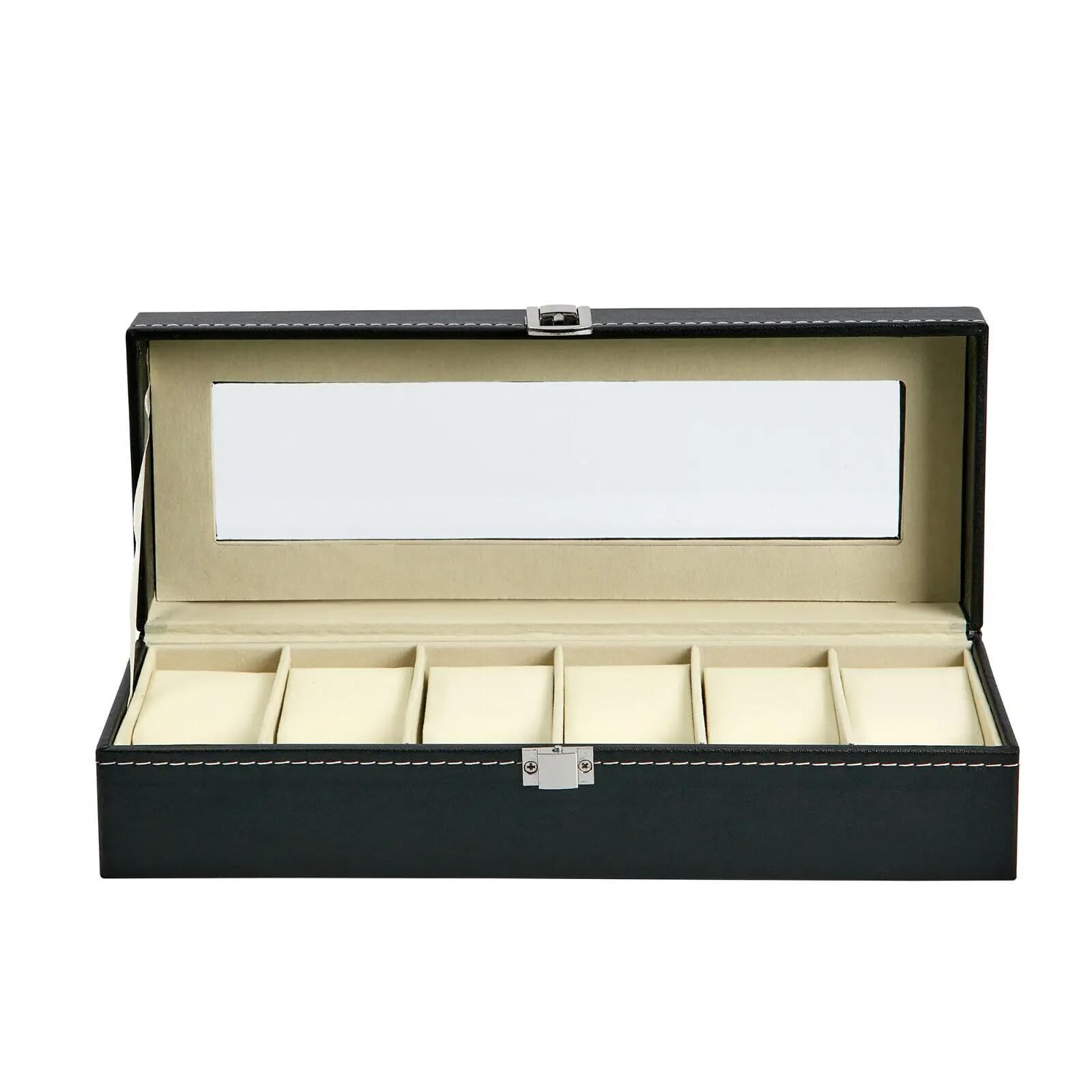 Hostacy Watch Box Organizer, Watch Case for Men and Women, Leather Watch Display Case with Large Glass Lid (Black) (6 Slot) (B0CYQ6GJ1P) Amazon Price History, Amazon Price Tracker