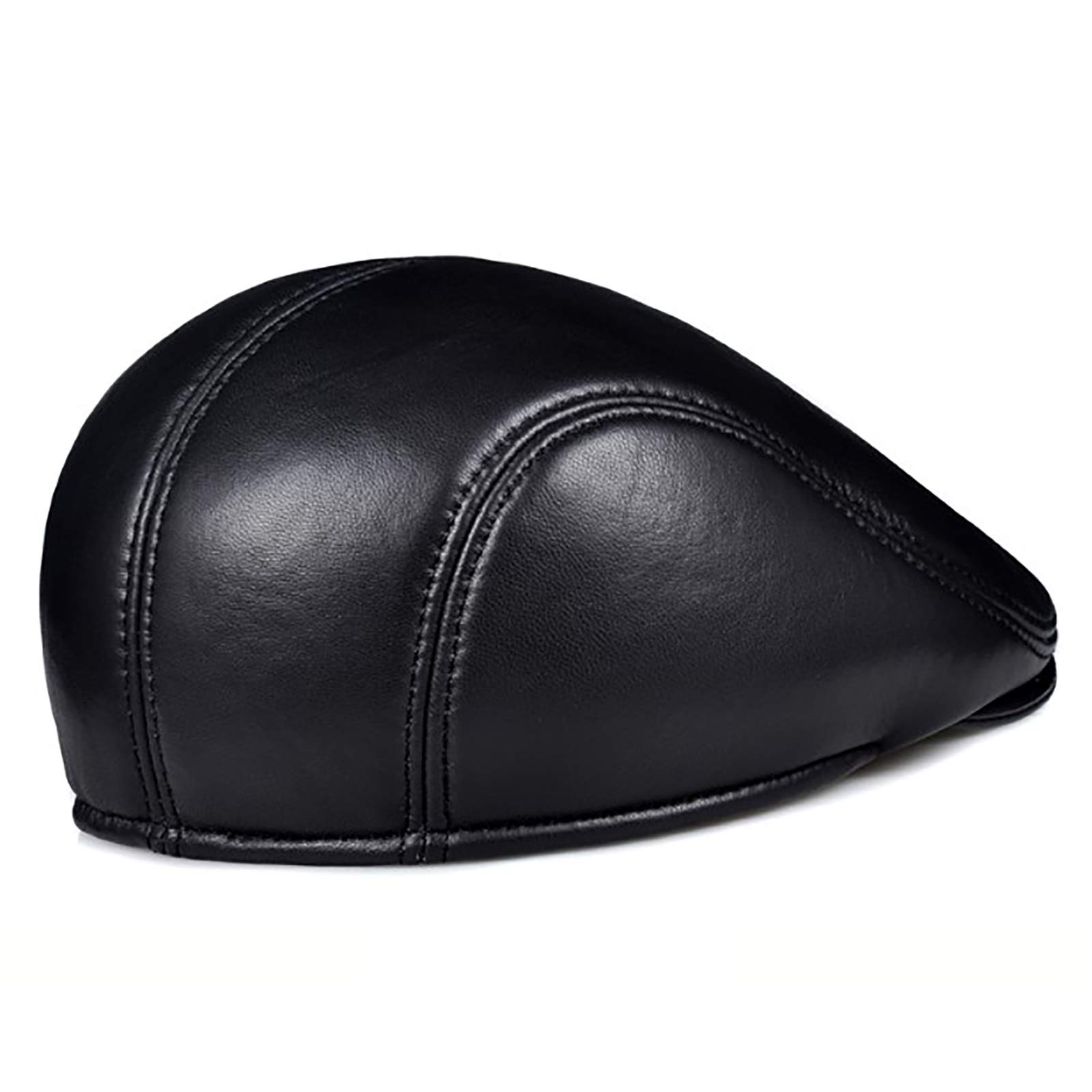 G&F Berretti Uomini Pelle Cappello Pelle Pecora Tenere Caldo Cappellino Cotone per Anziani 54-62 Cm Inverno