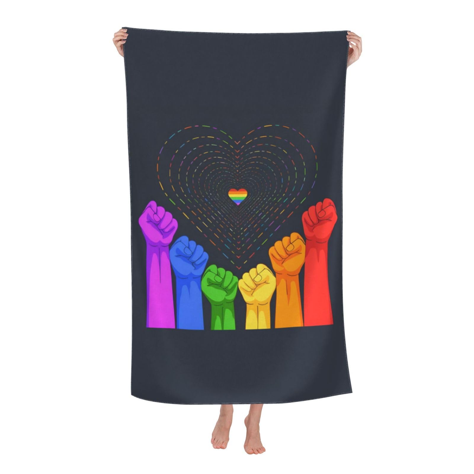 Pojknbv White Love Is Love Print Oversized Adult Beach Towel Quick-Dry Comfortable Lightweight Travel Pool Camping