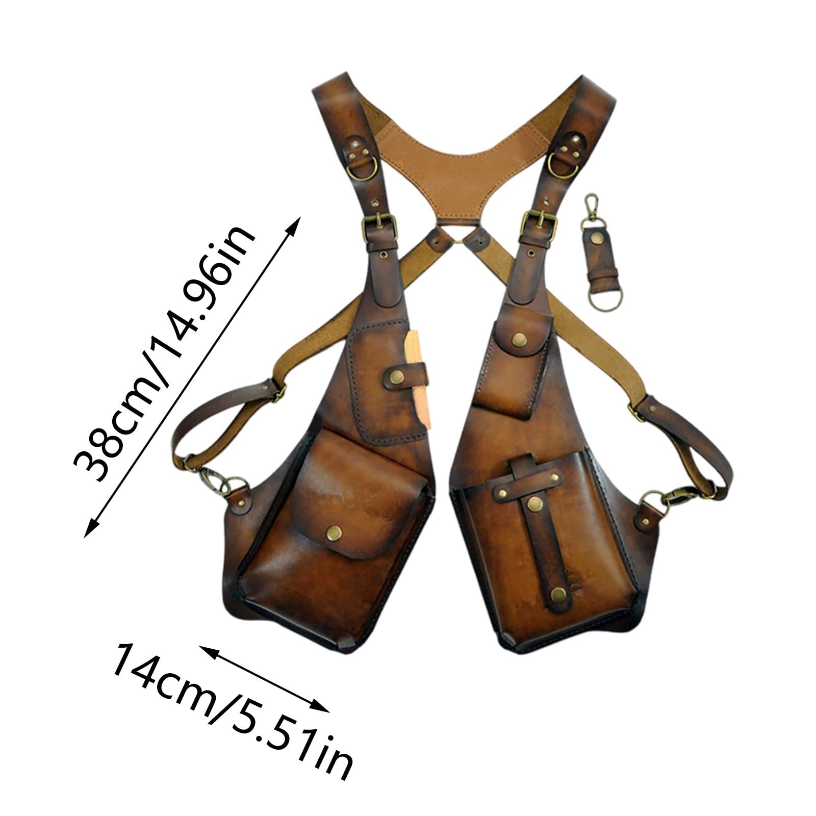 Générique Sac sous Arme en Cuir PU - Poche de Portefeuille Holster Double Holster en Cuir Vintage - Portefeuille de téléphonie antivol caché réglable