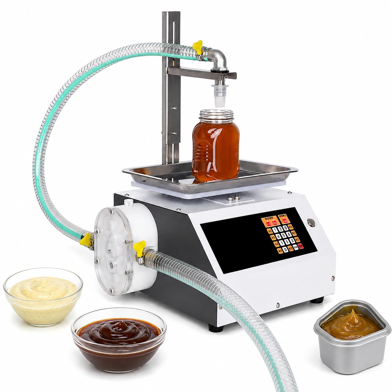 Automatische Honig-Abfüllmaschine für Gläser, Flaschen und Dicke Produkte 4L/MIN